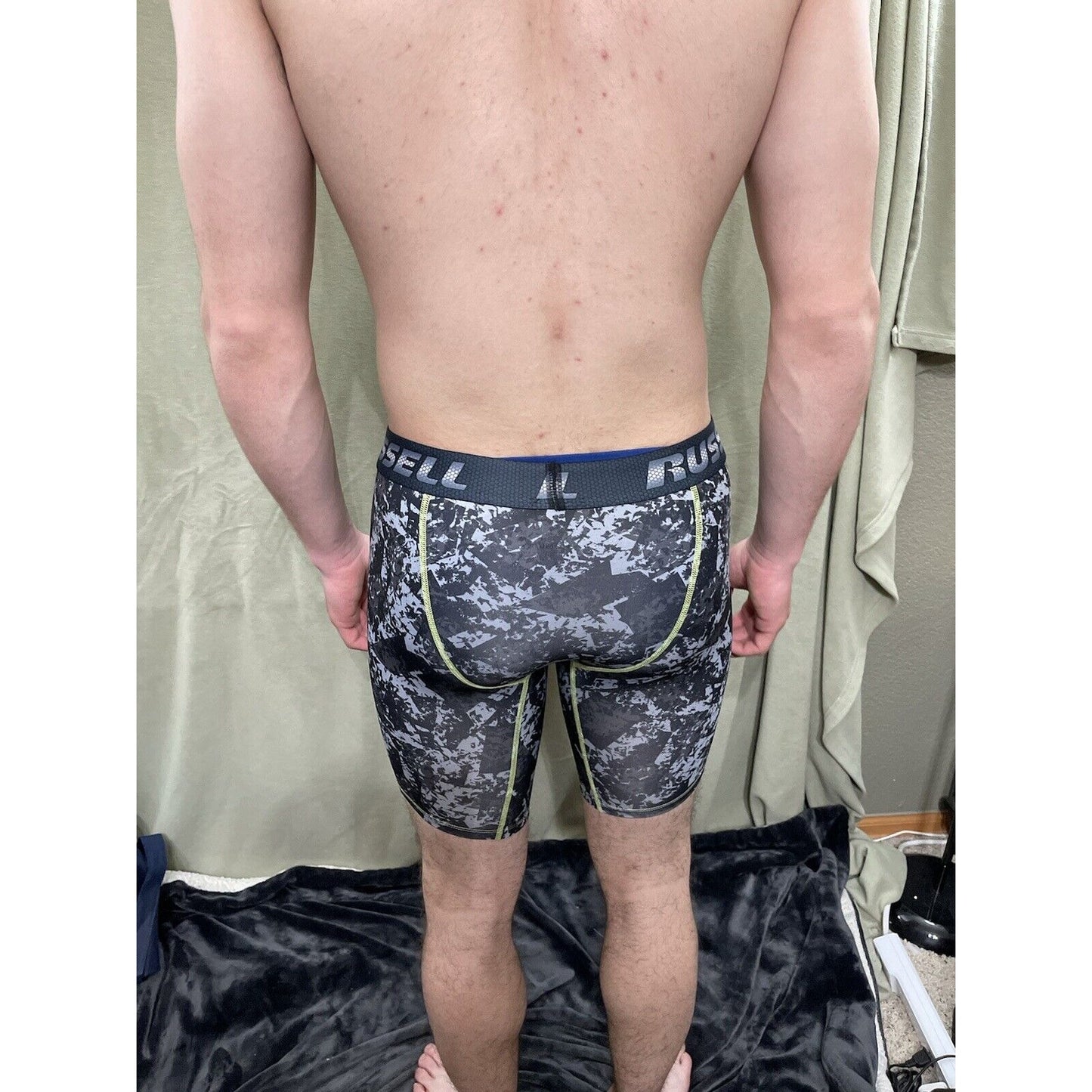 Russell Performance Men’s Medium Long Leg Boxer Briefs Gray Camo