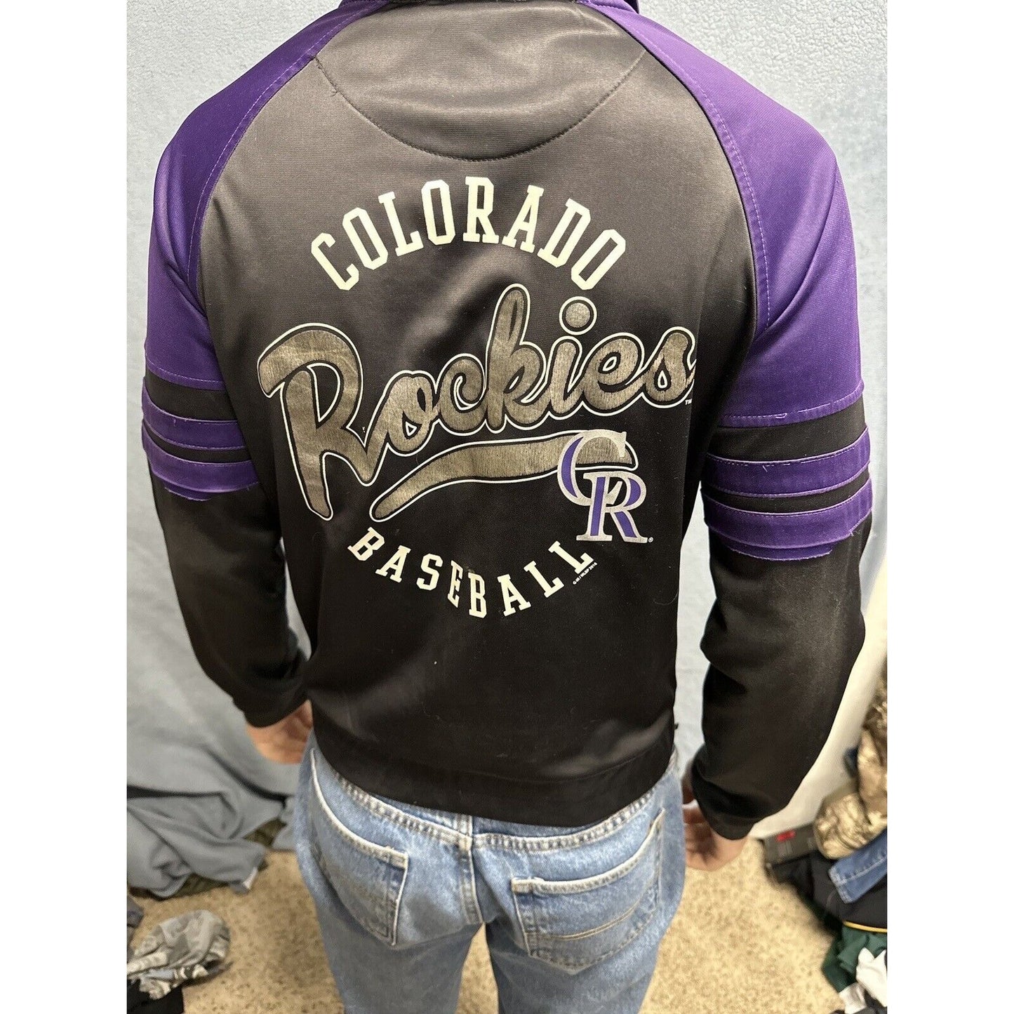 Men’s Carl Banks MLB Genuine Merchandise Purple Black Colorado Rockies M Jacket