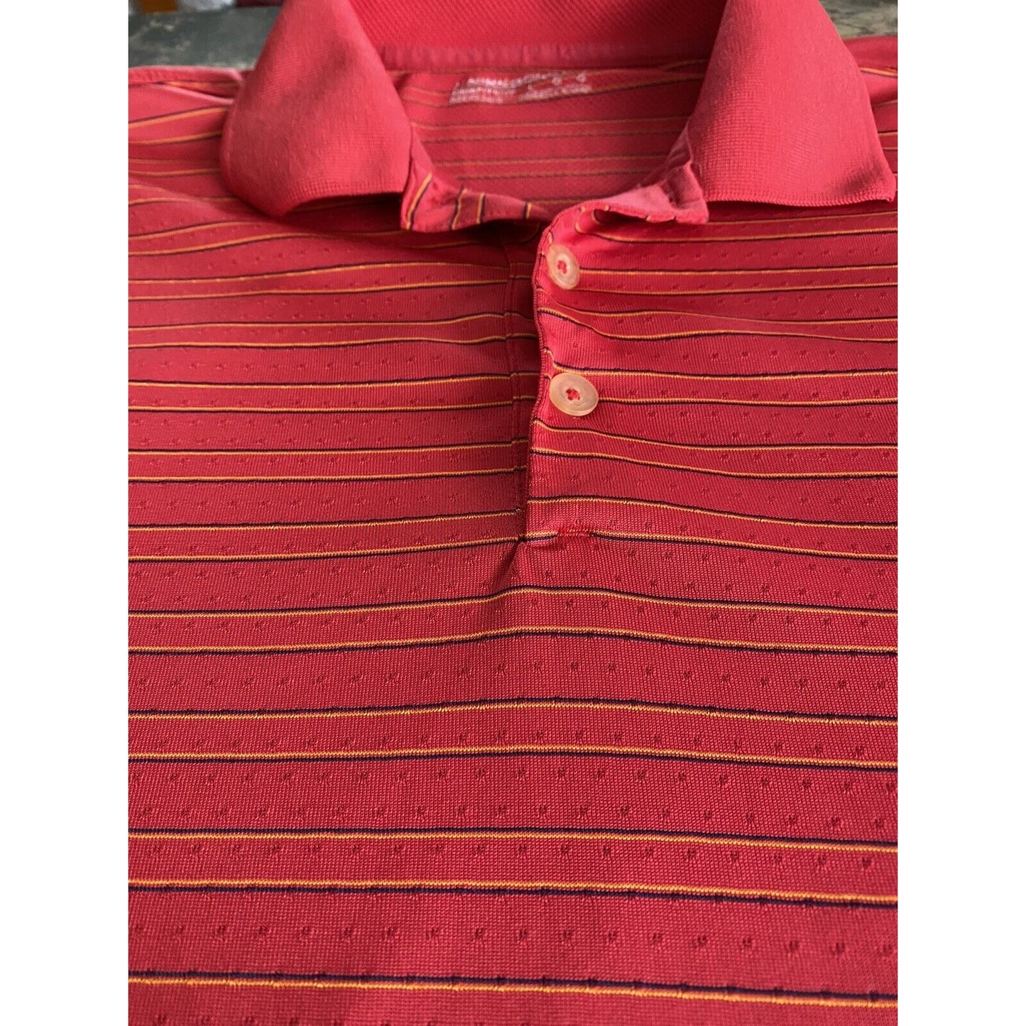 NIKE GOLF Fit-Dry Red Stripes Men’s Large Polyester Polo Shirt