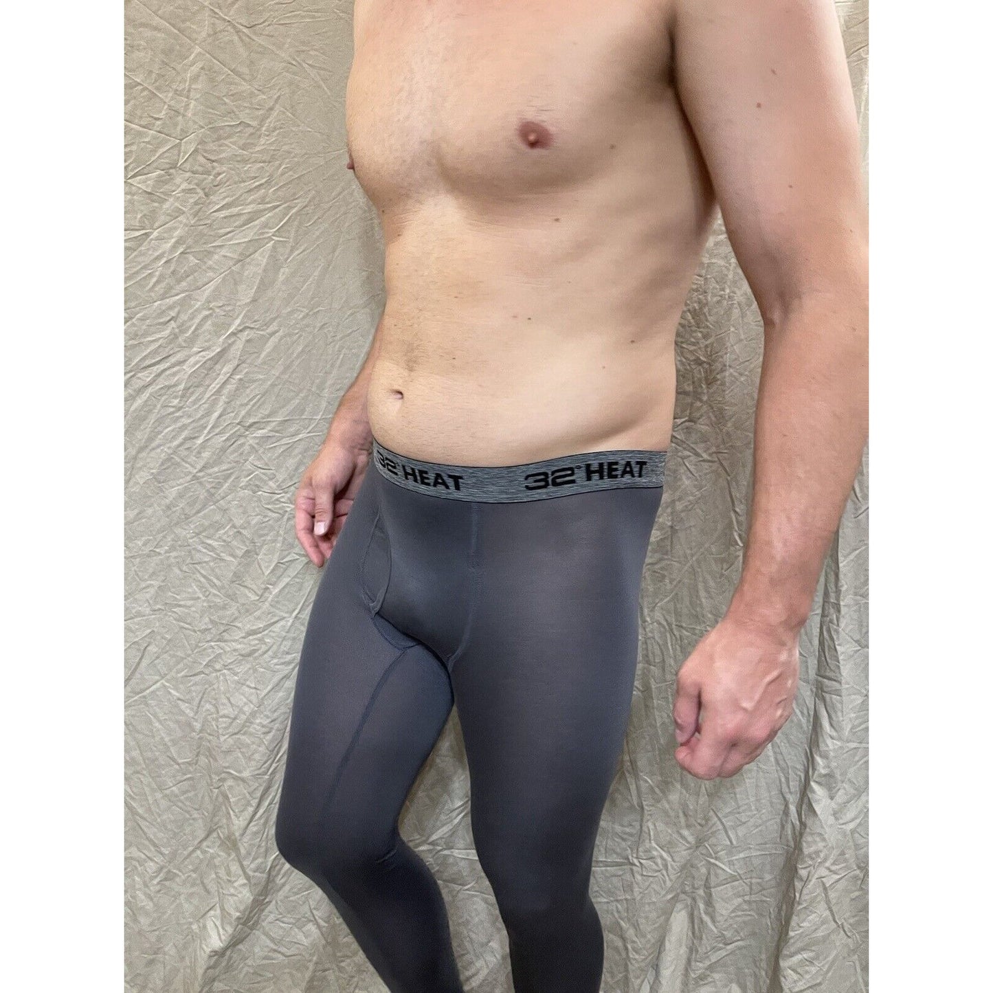 32 degree heat stingray gray compression leggings base layer long underwear small