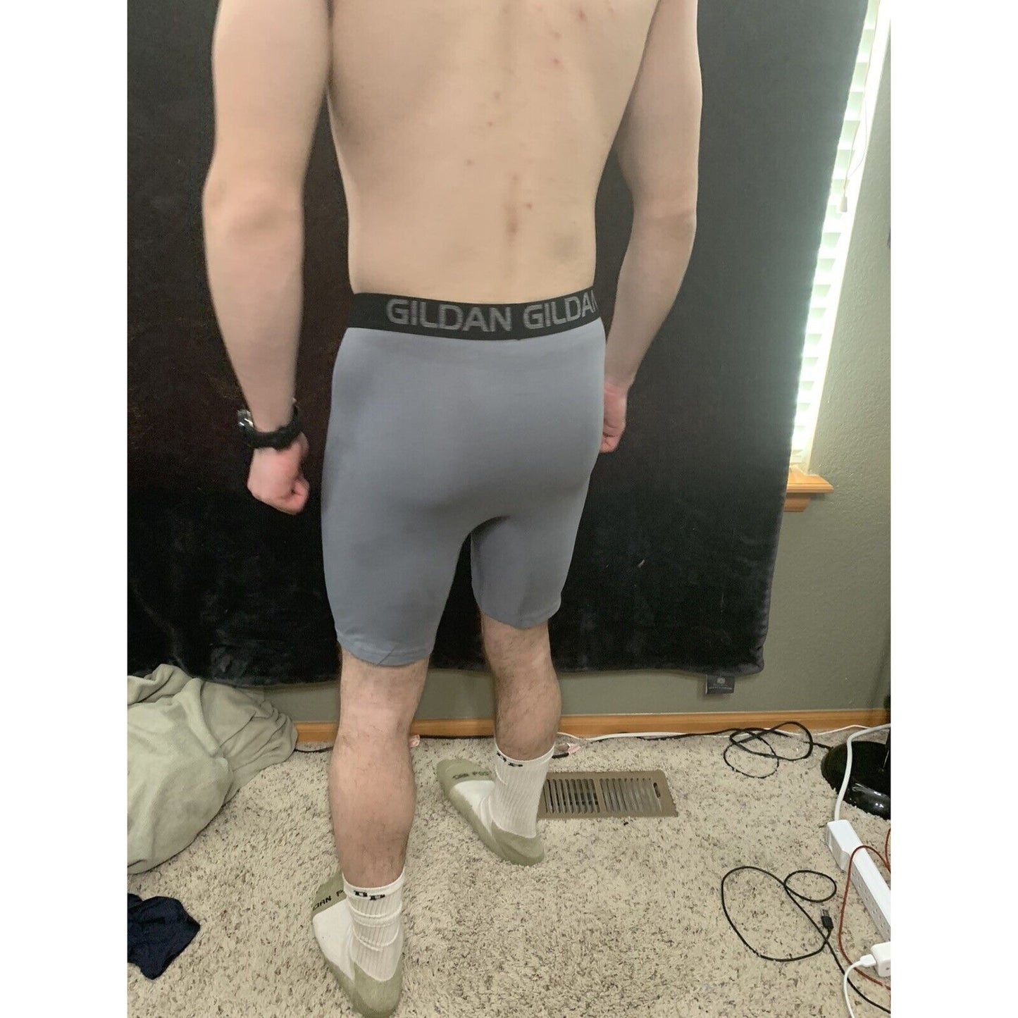 Men’s Gildan Medium Boxer Briefs Gray 5% Spandex