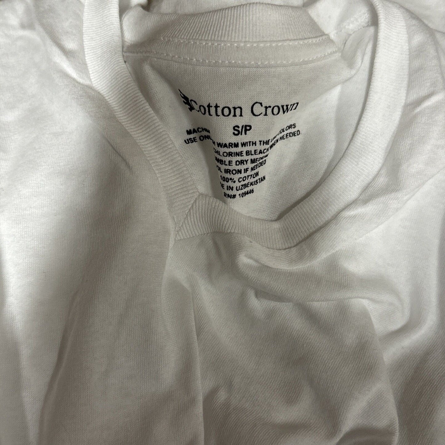 Men’s Small White Cotton Crown V-neck T-shirt