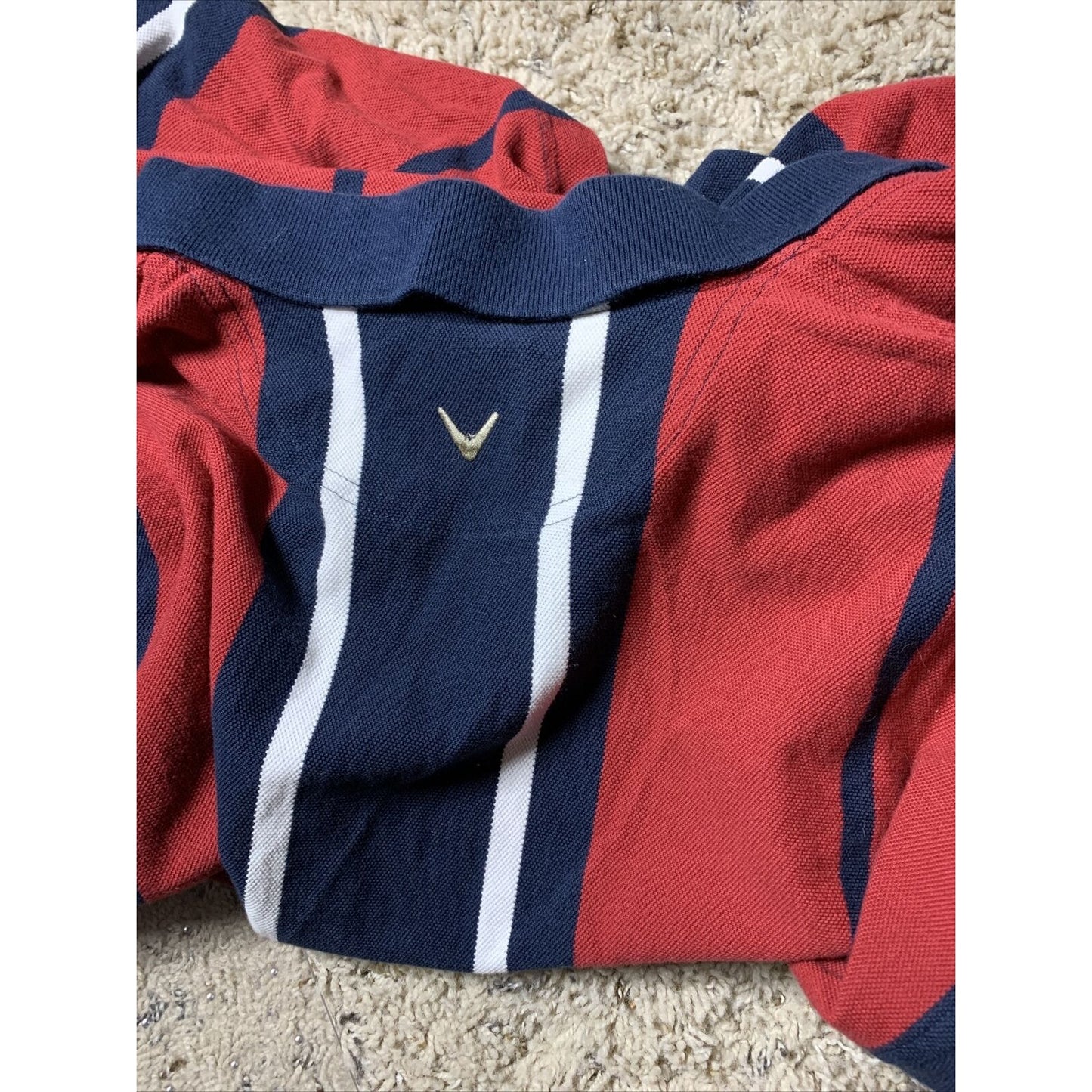 Callaway Golf Short Sleeve Red/Blue/white Combed Cotton Sport Polo Shirt Mens XL