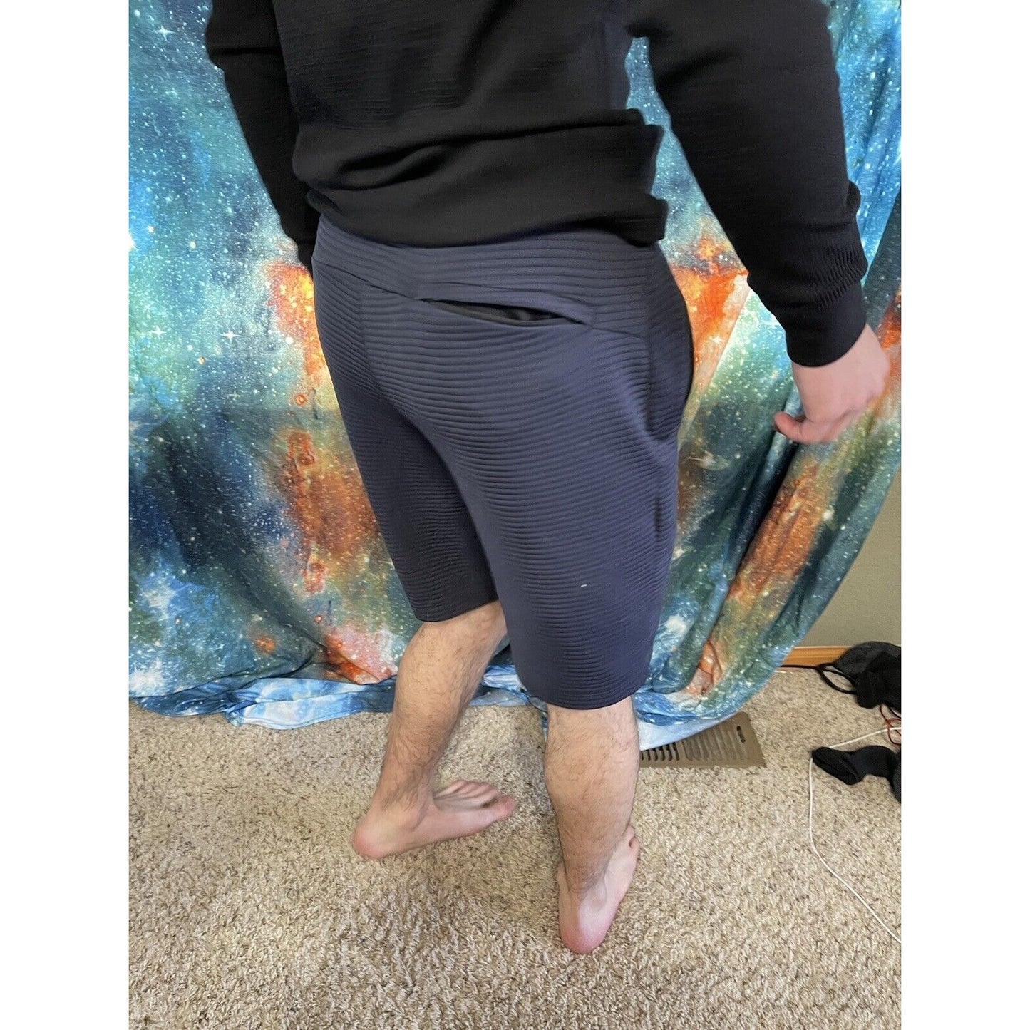 Michael Strahan Olive Dark Blue Quick-Dri premium ultra fleece shorts Medium