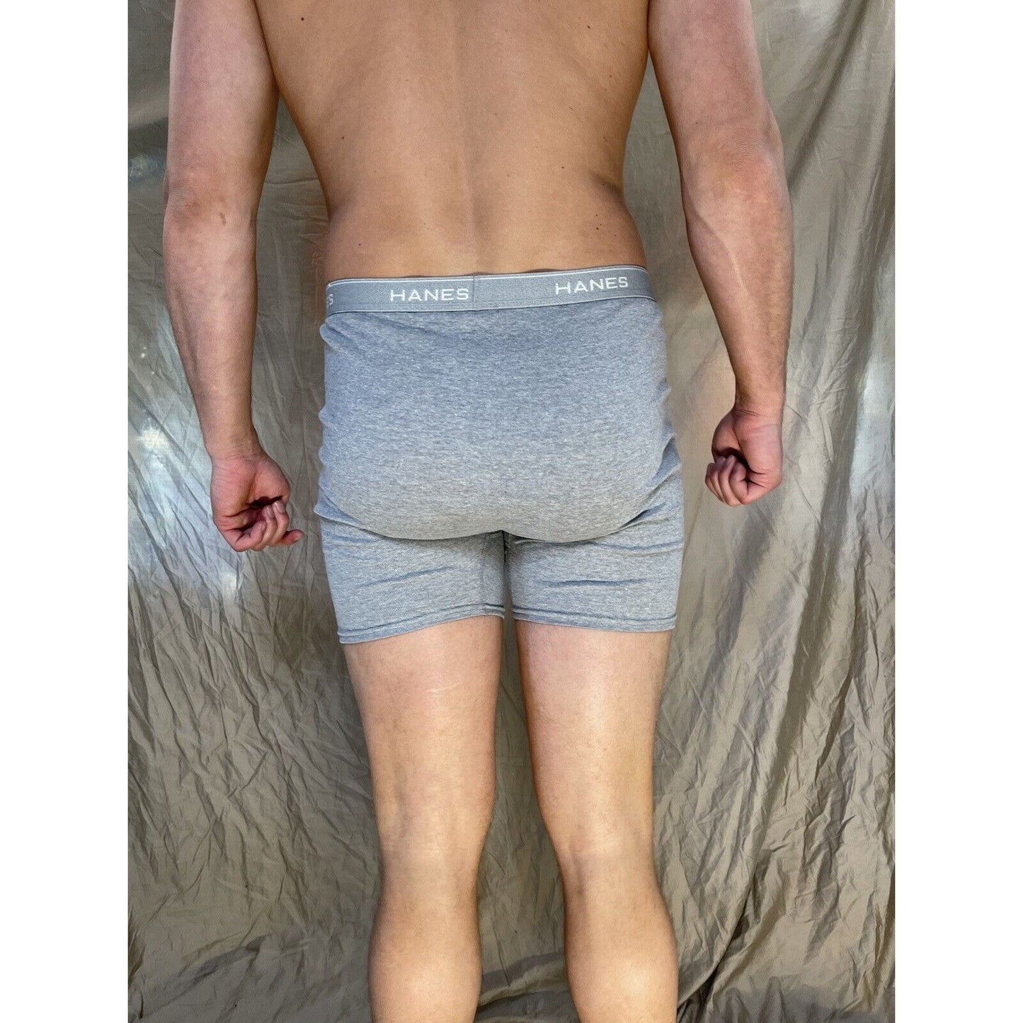 men's hanes Gray boxer brief comfort flex large