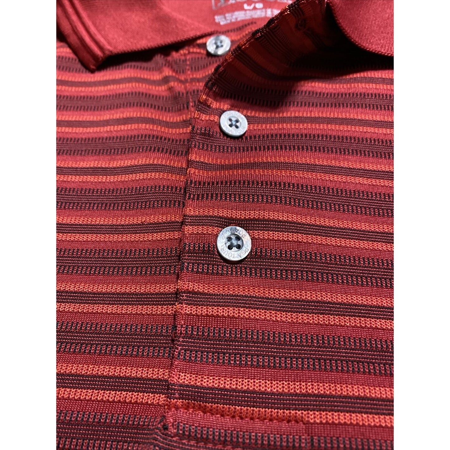 PGA Tour Men’s Large Golf Red Stripes Polyester Polo Shirt