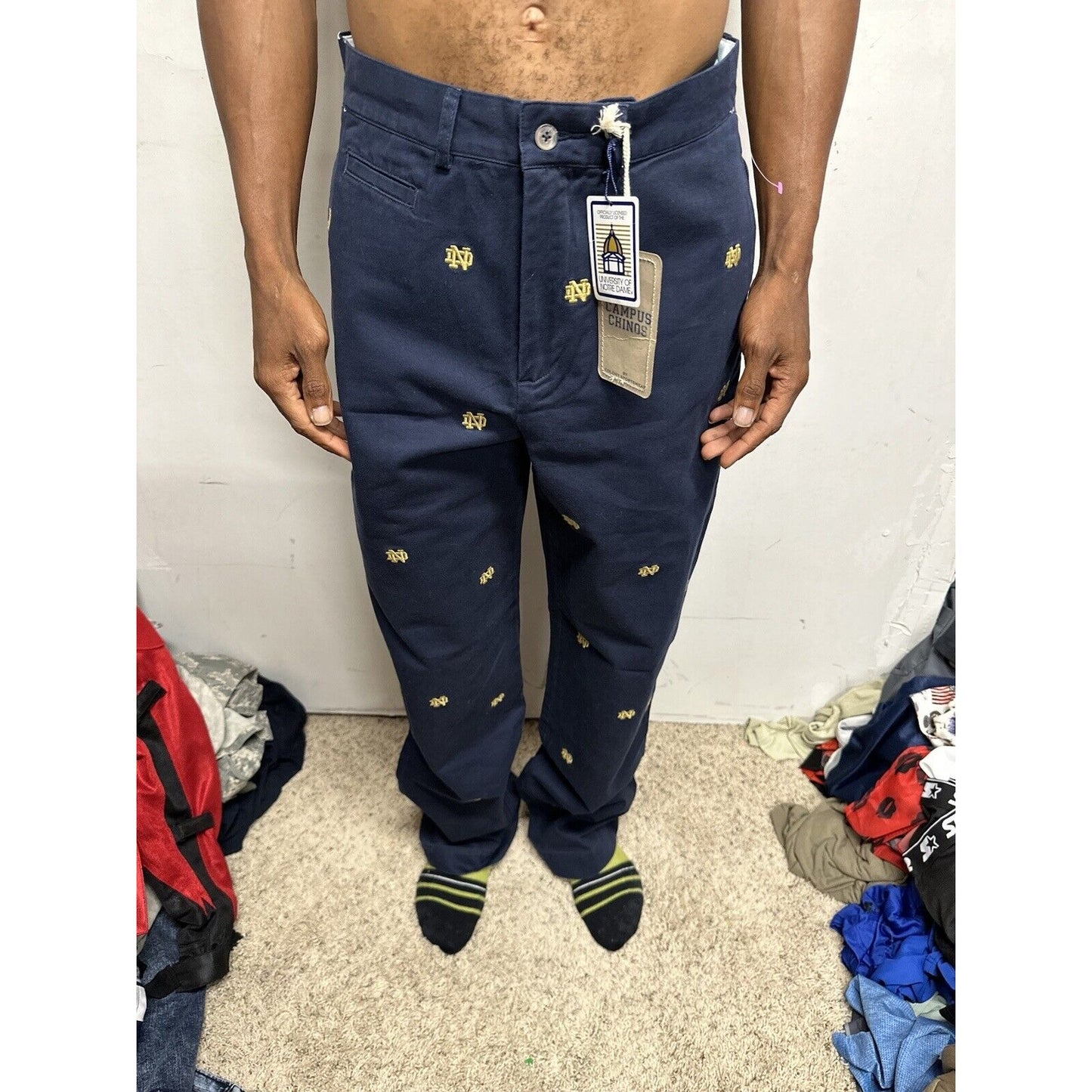 Men’s Notre Dame Size 32 Campus Chinos Pants Navy Blue