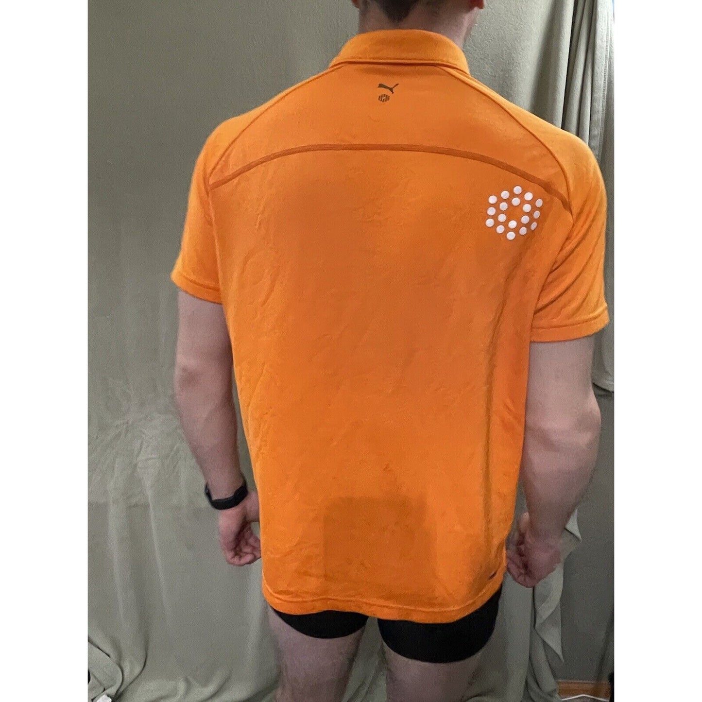 Puma Polo Shirt Adult Medium Orange White Lightweight Rugby Golfing Golf Men’s