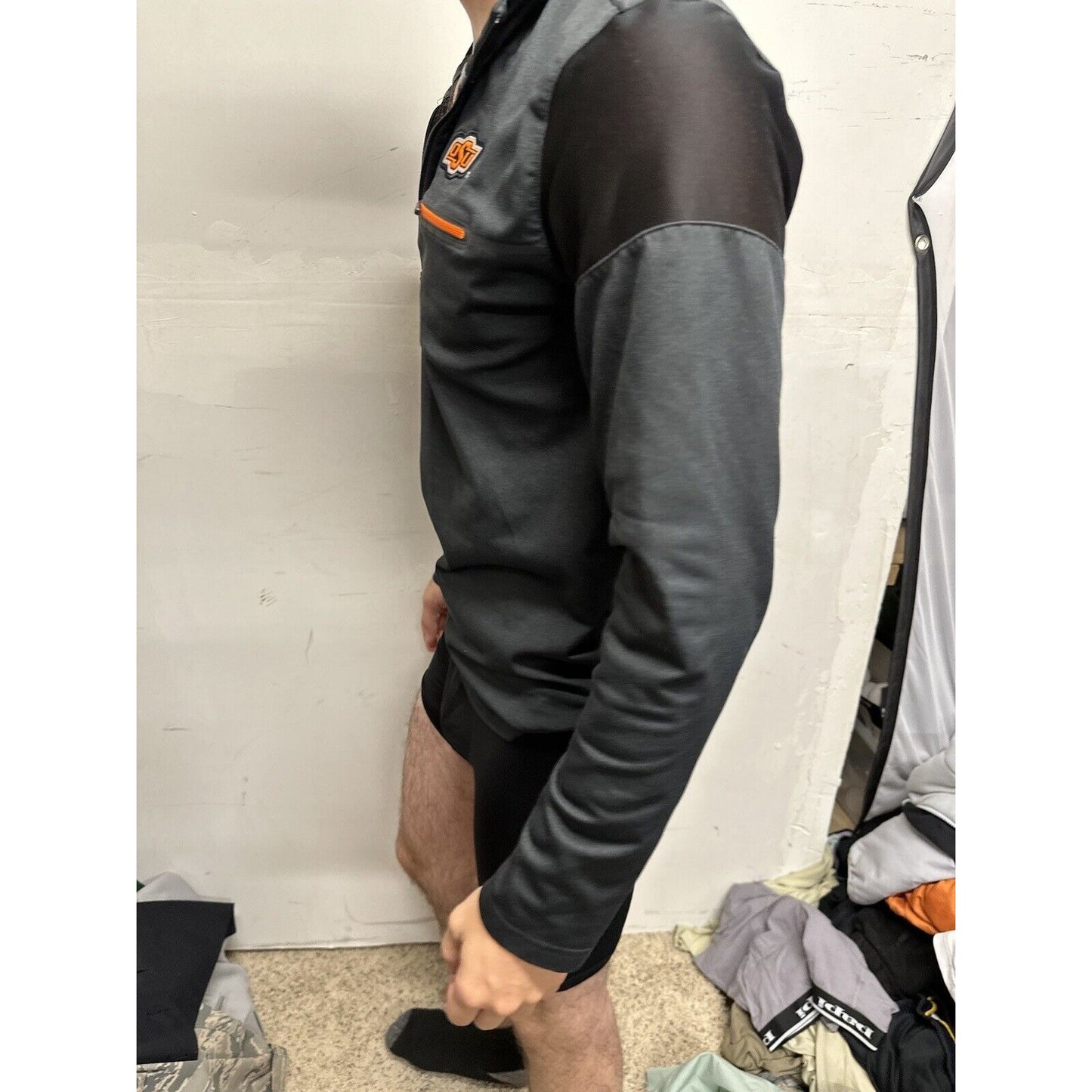 Men’s Black Oklahoma State University 1/4 Zip Pullover Nike Small Jacket