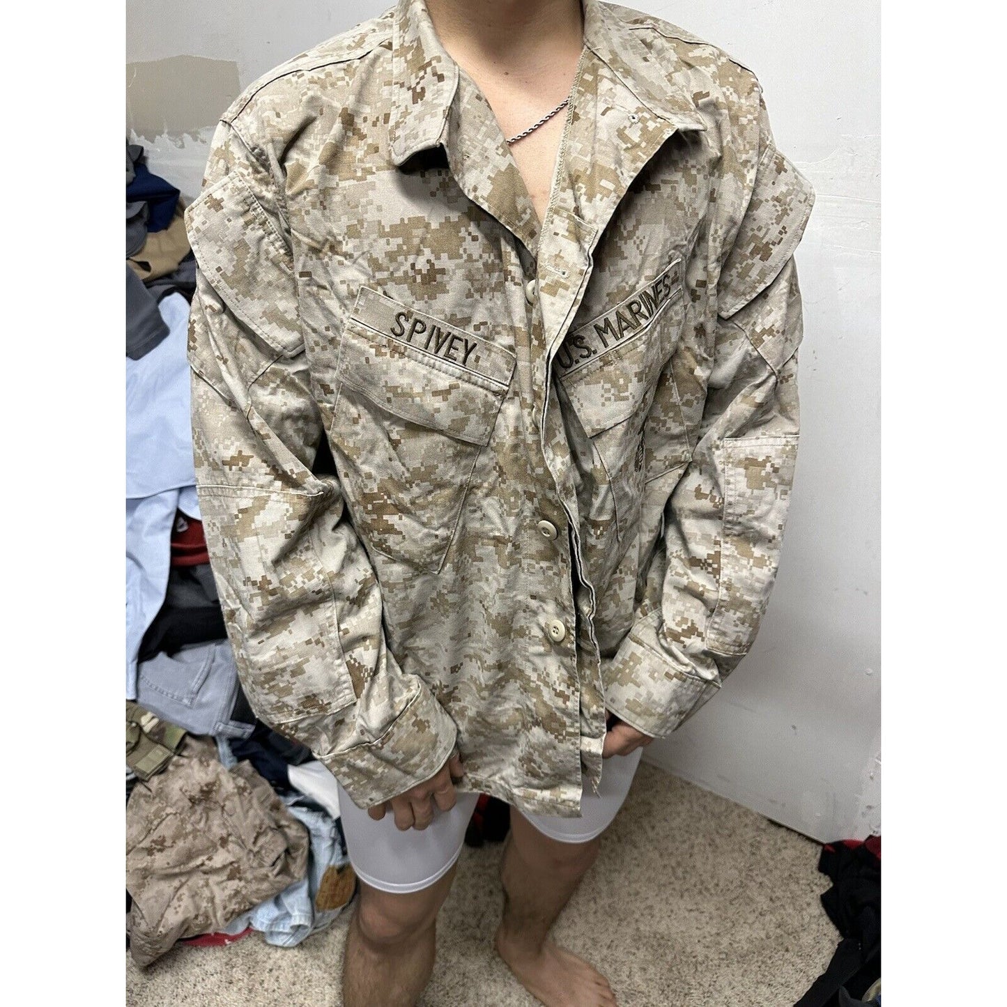 Men’s USMC Marine Corps Blouse Top Uniform Large Short