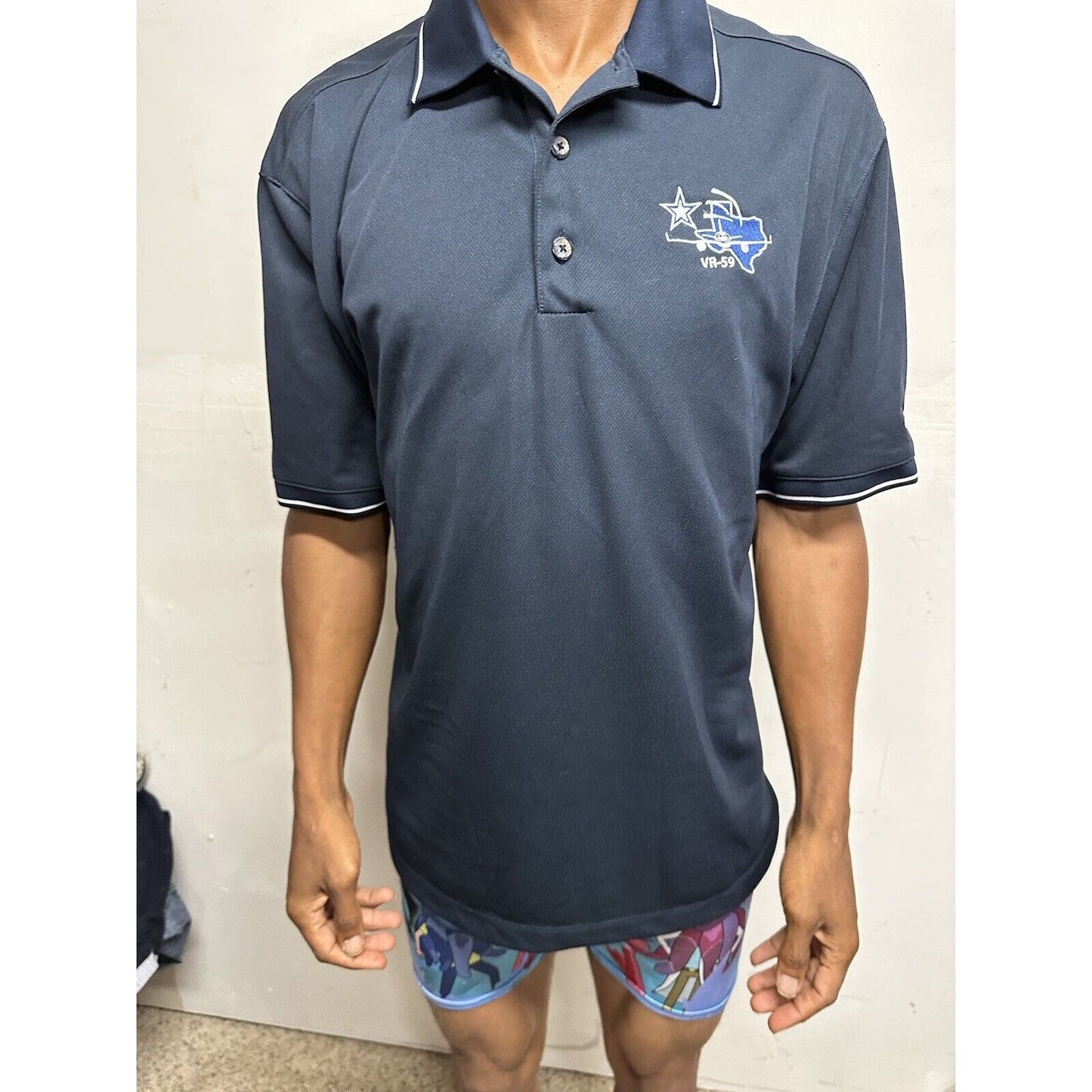 Men’s Dark Blue Nike Golf Large Polo Shirt VR-59 Texas Flying Plane