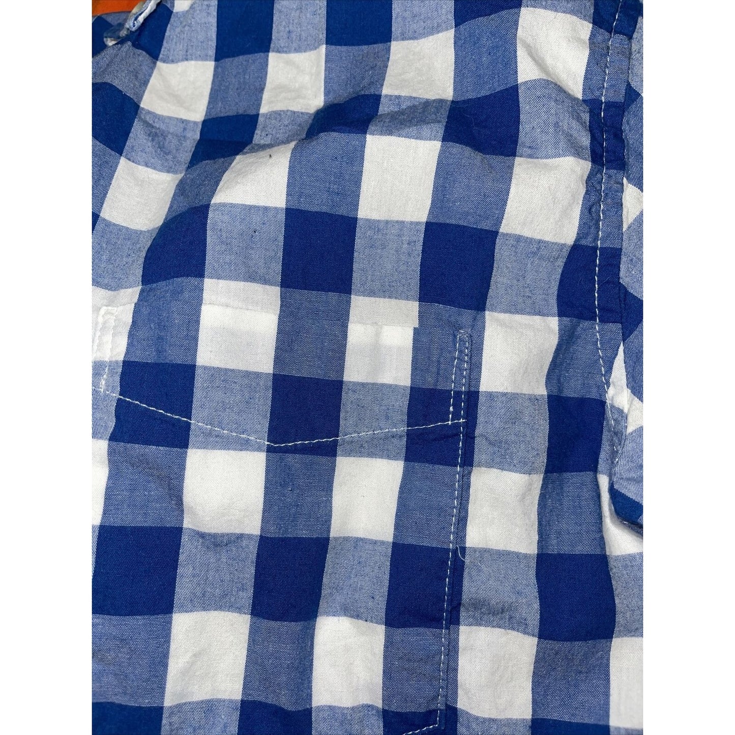 Men’s Small Gap Blue Plaid Standard Fit Short Sleeve Coupe