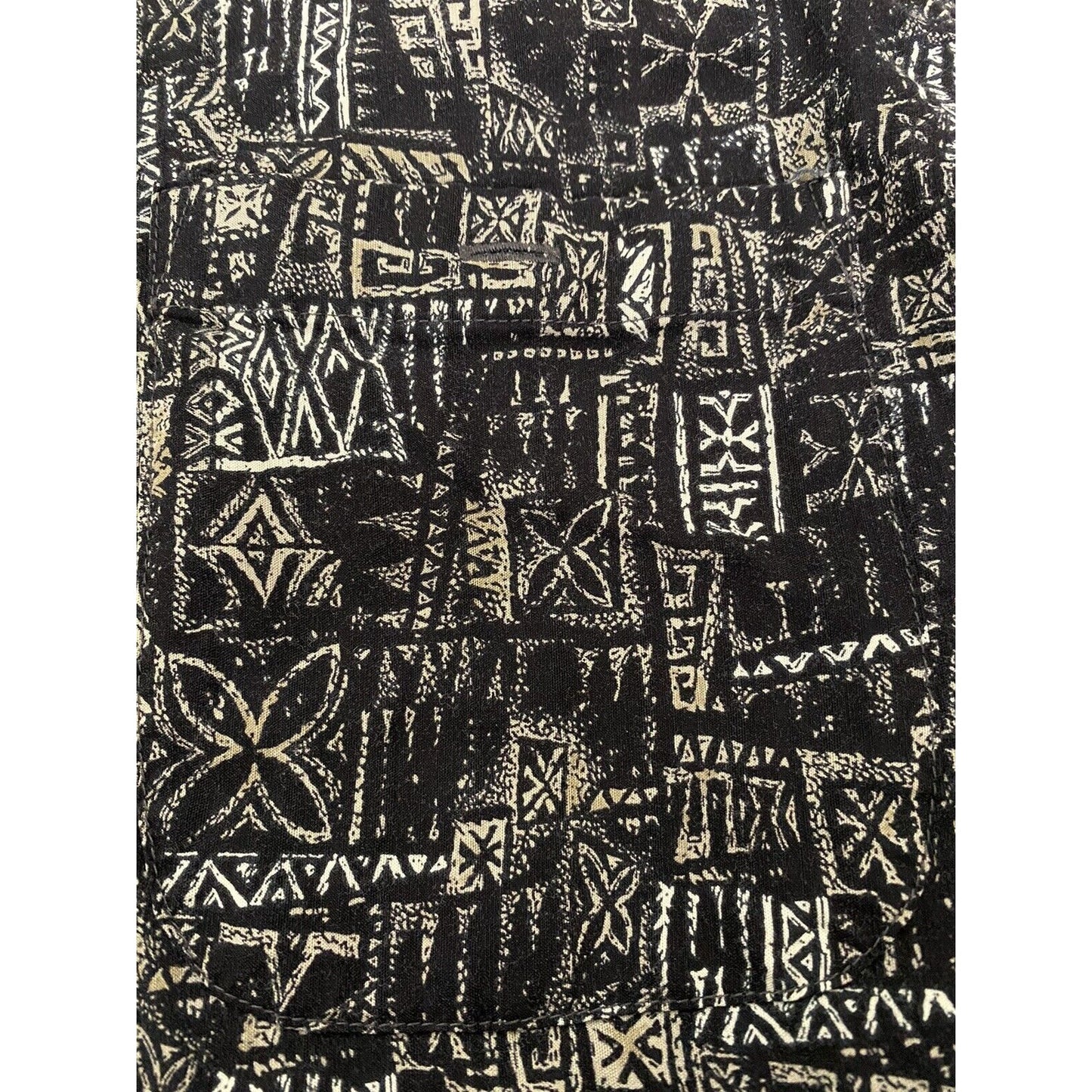 Caribbean Men’s Large Black Tropical Tribal Button-down Shirt