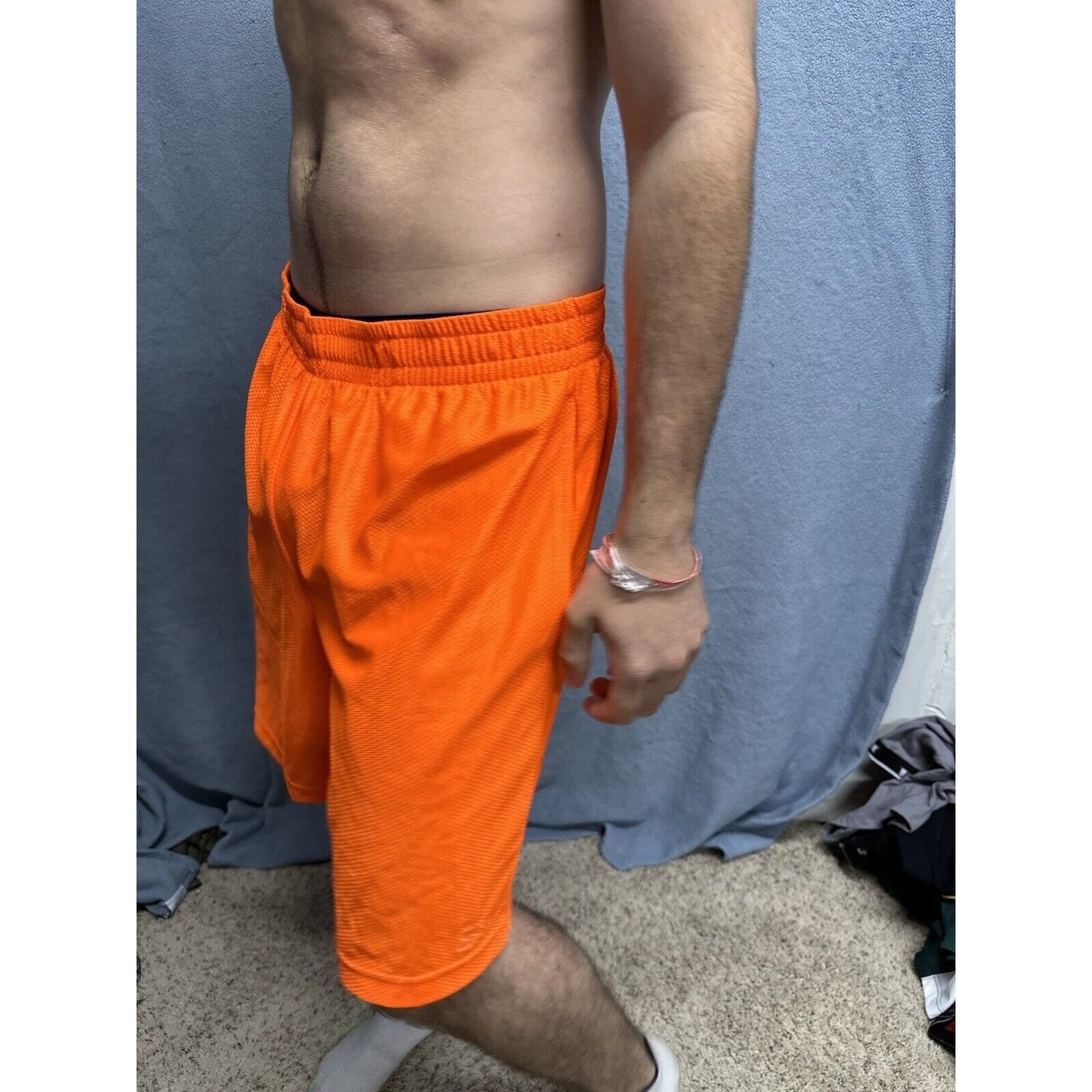 Men’s Neon Orange Starter Medium Athletic Shorts With Pockets