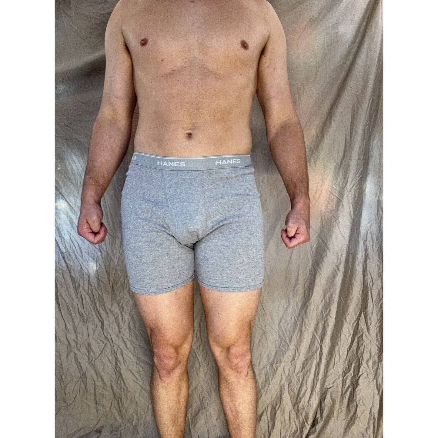 men's hanes Gray boxer brief comfort flex large
