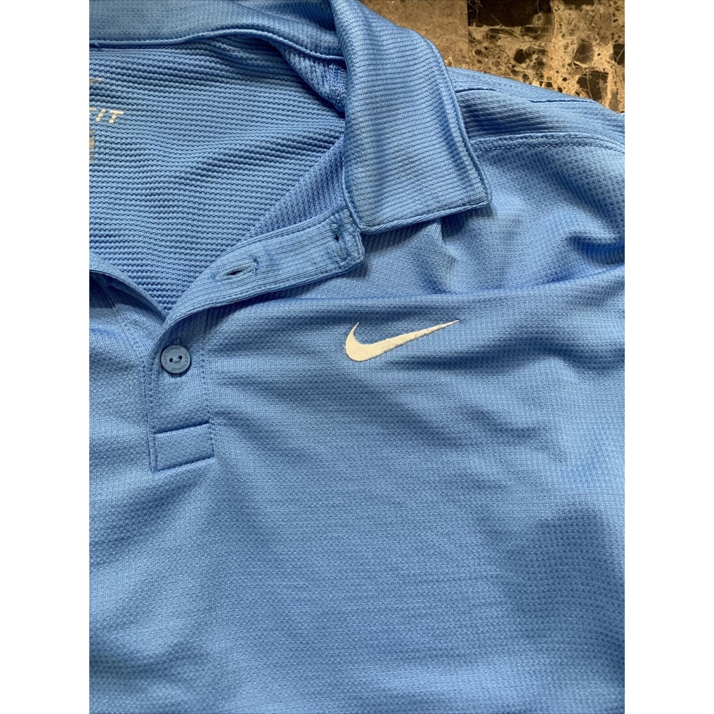 Nike Mens Large Golf Polo Blue Short Sleeve Shirt Dri Fit