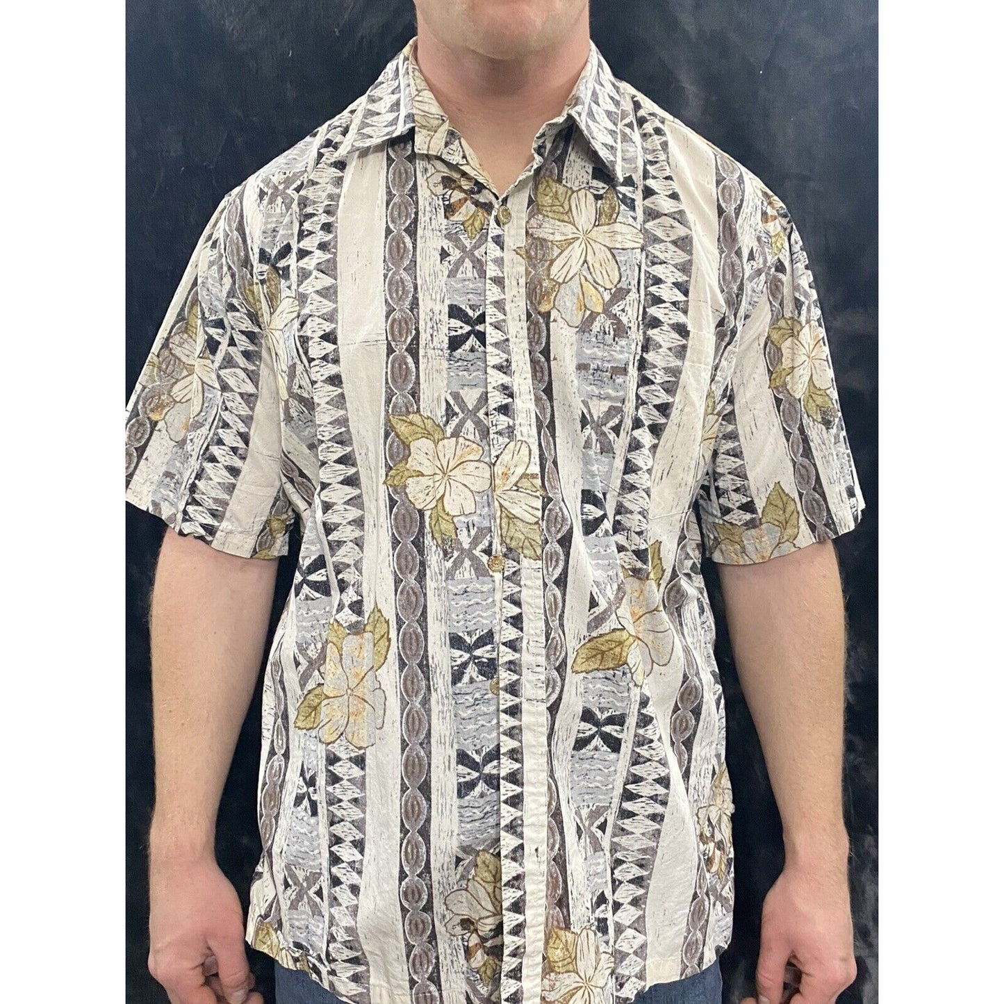 COOKE STREET HONOLULU Hawaiian Tribal Tropical Island Shirt Men's Size L Cotton