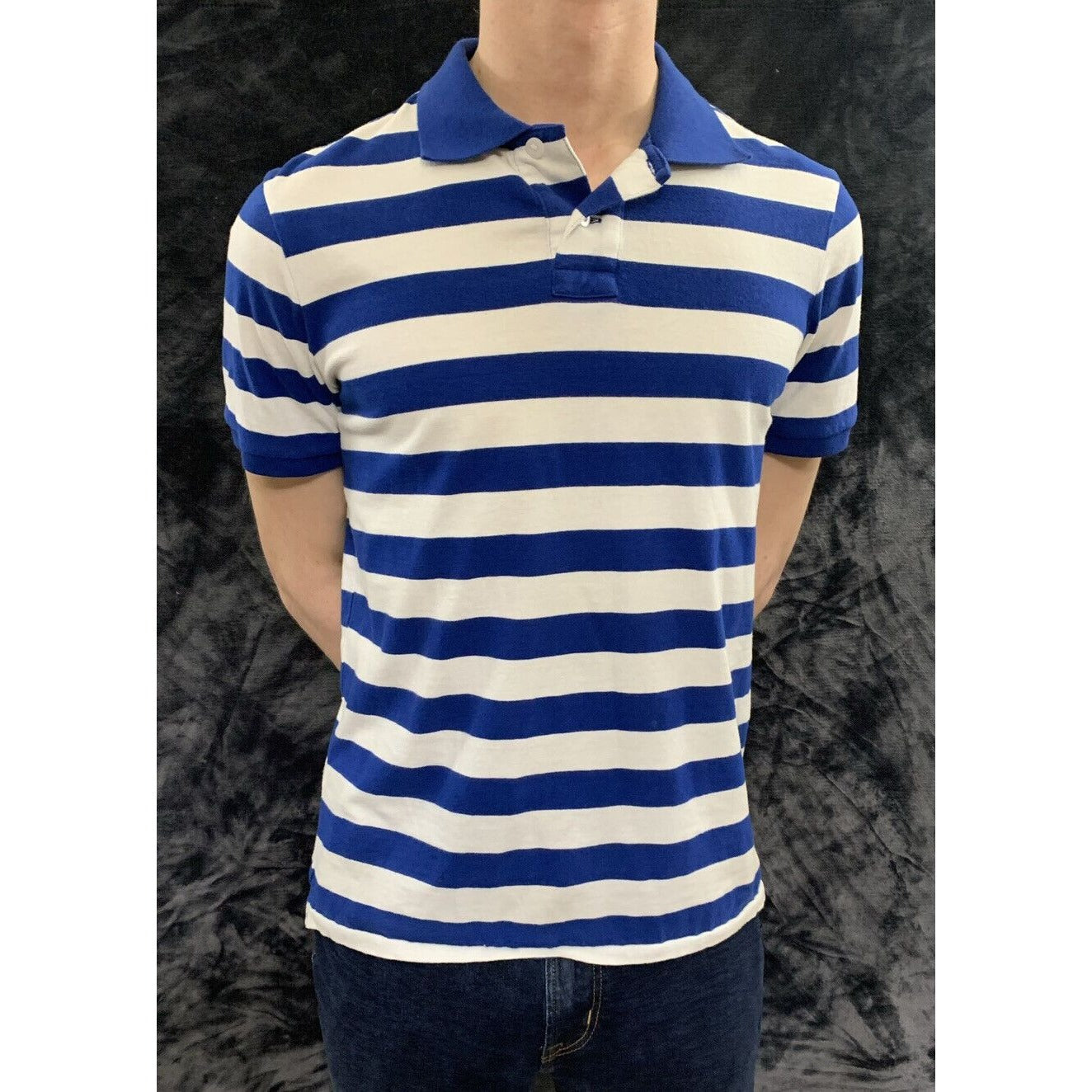 Mossimo Supply Co Blue & White Stripes Men’s Medium Short Sleeves Polo Shirt