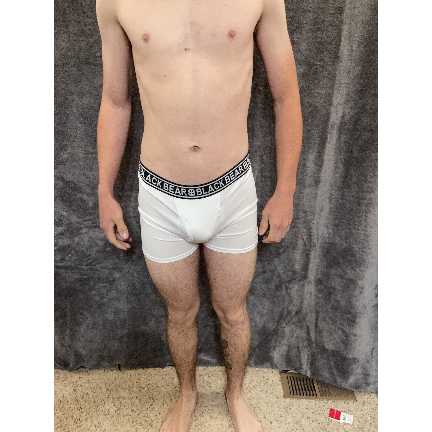 men's medium athletic trunk style black bear boxer brief White