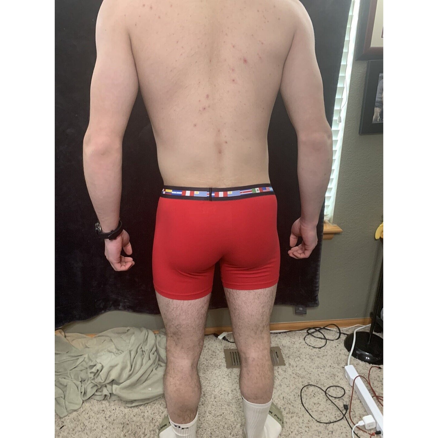 Men’s Papi Medium Boxer Briefs Red 5% Spandex