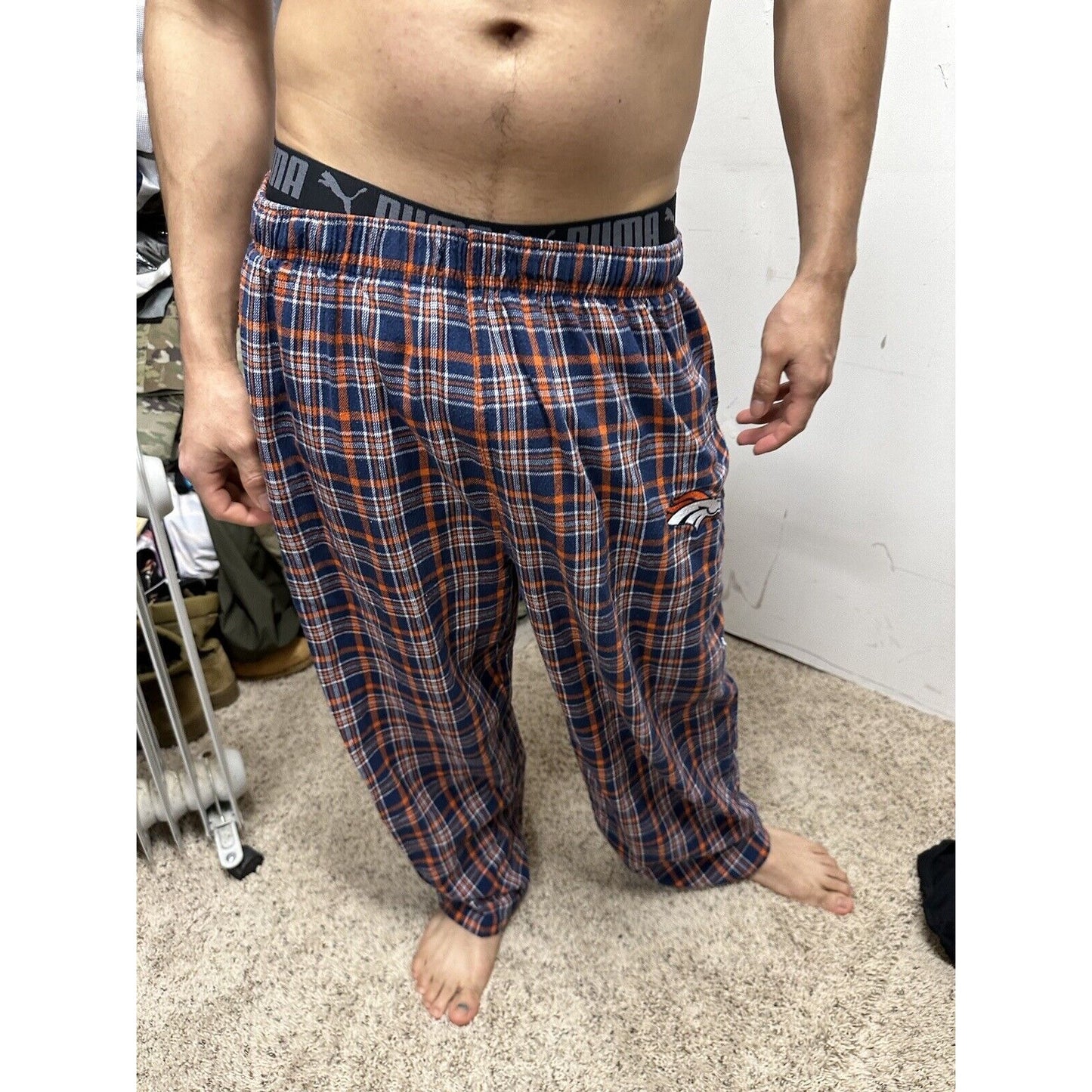 Men’s Plaid NFL Team Large Denver Broncos Pajama Pants Lounge Sleepwear