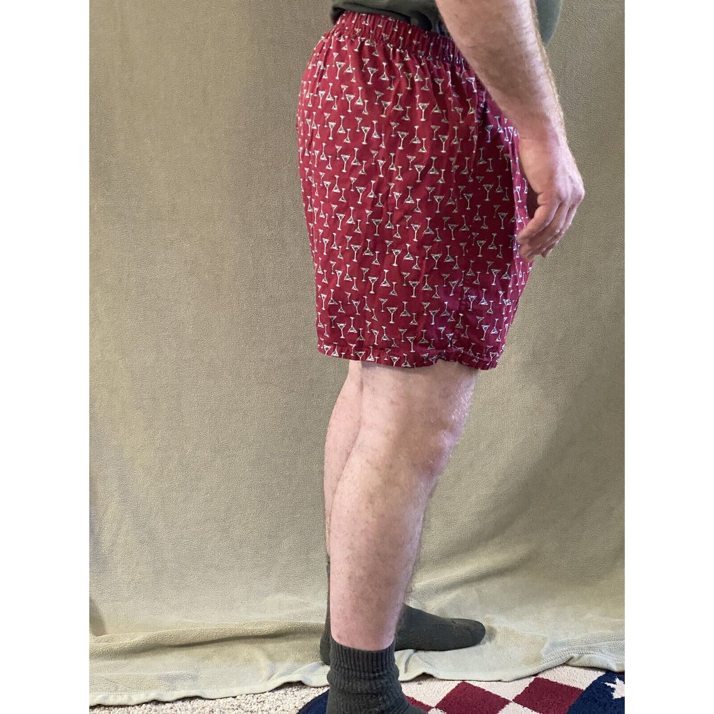 Banana Republic Men’s XL Red Martini Glass Pattern 100% Cotton Boxer Shorts New
