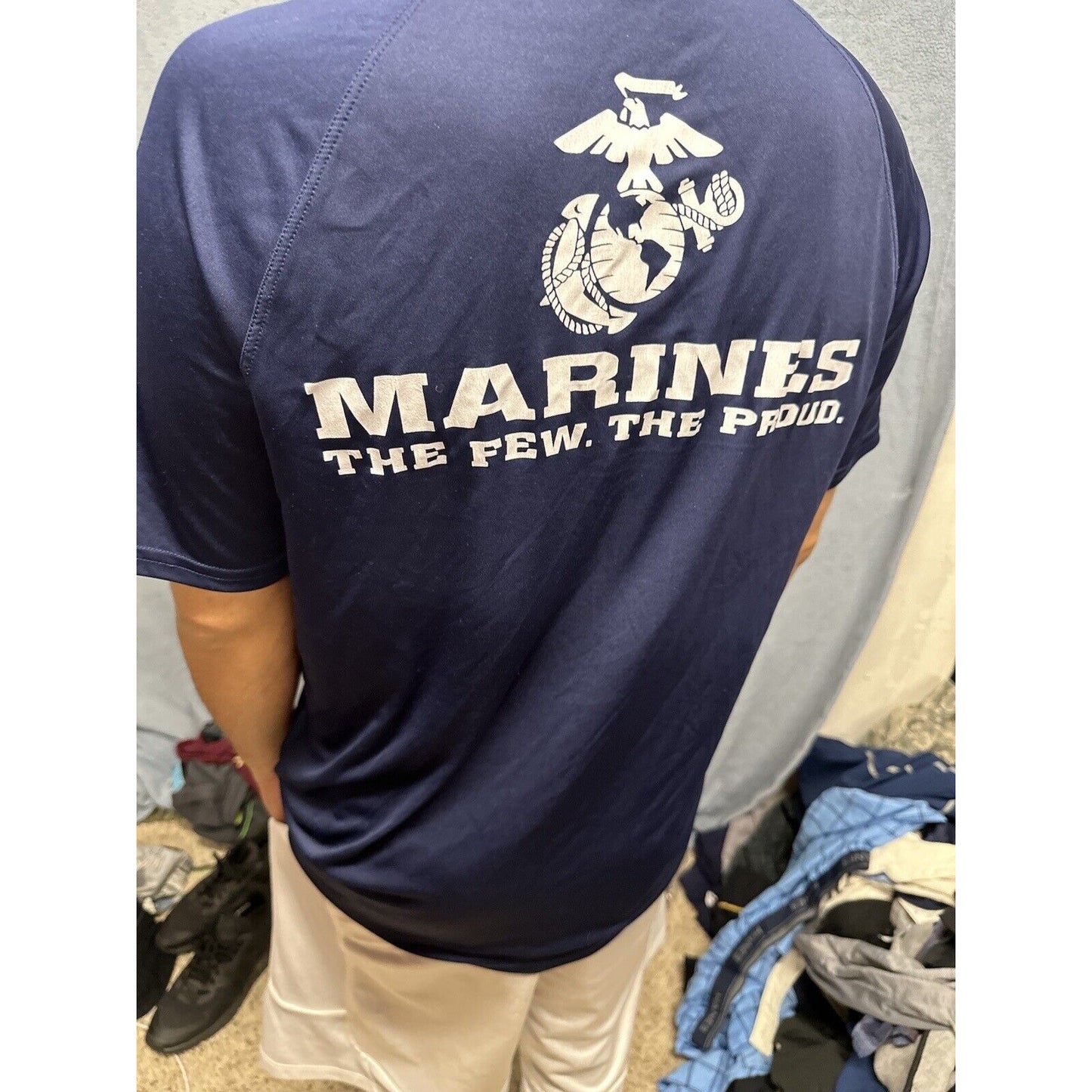 Men’s Athletic Dark Blue Large Marines Compression Tshirt
