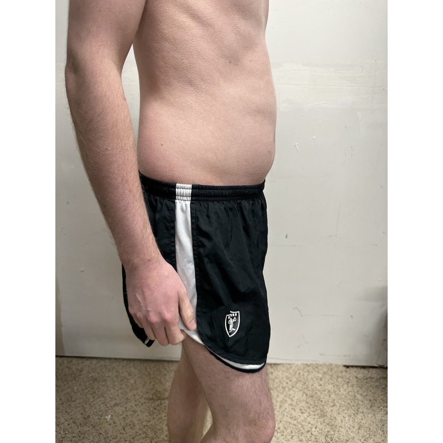 men’s raiders nfl black running shorts dri fit team apparel Nike