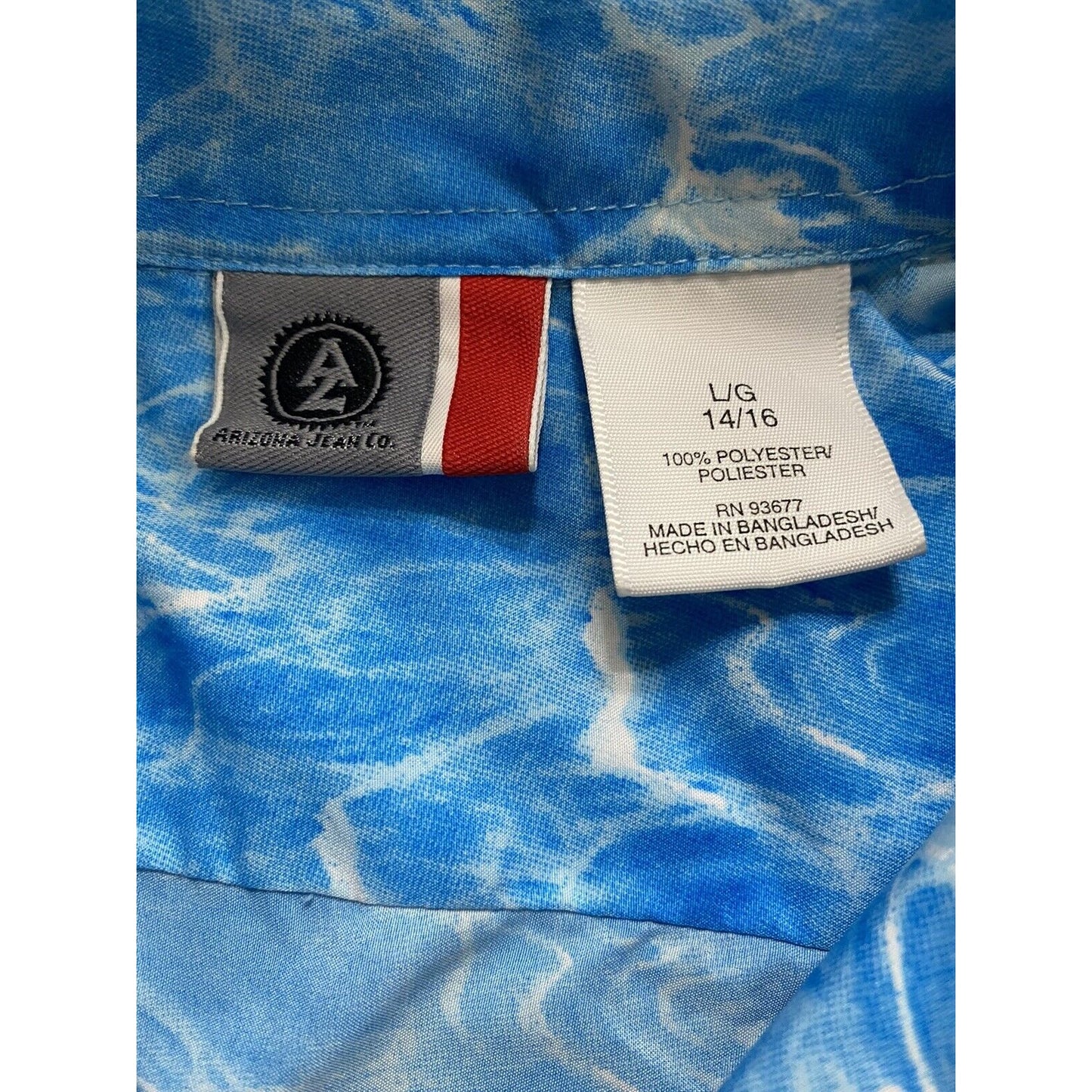 ARIZONA Jean Co. Hawaiian Shirt Aloha Large Sky Blue Floral Band Short Sleeves L