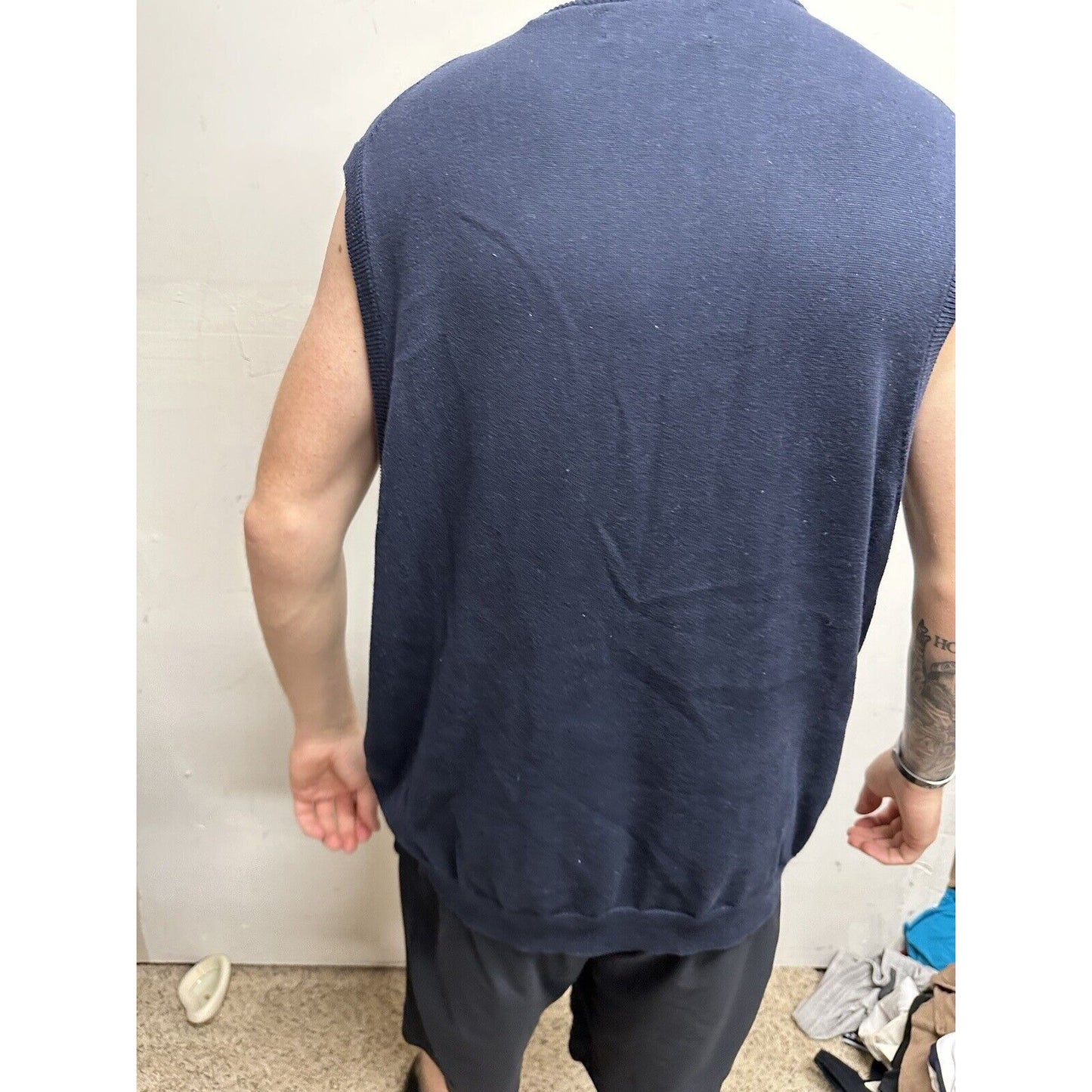 Men’s Dark Blue Sleeveless Medium Sweater Vest