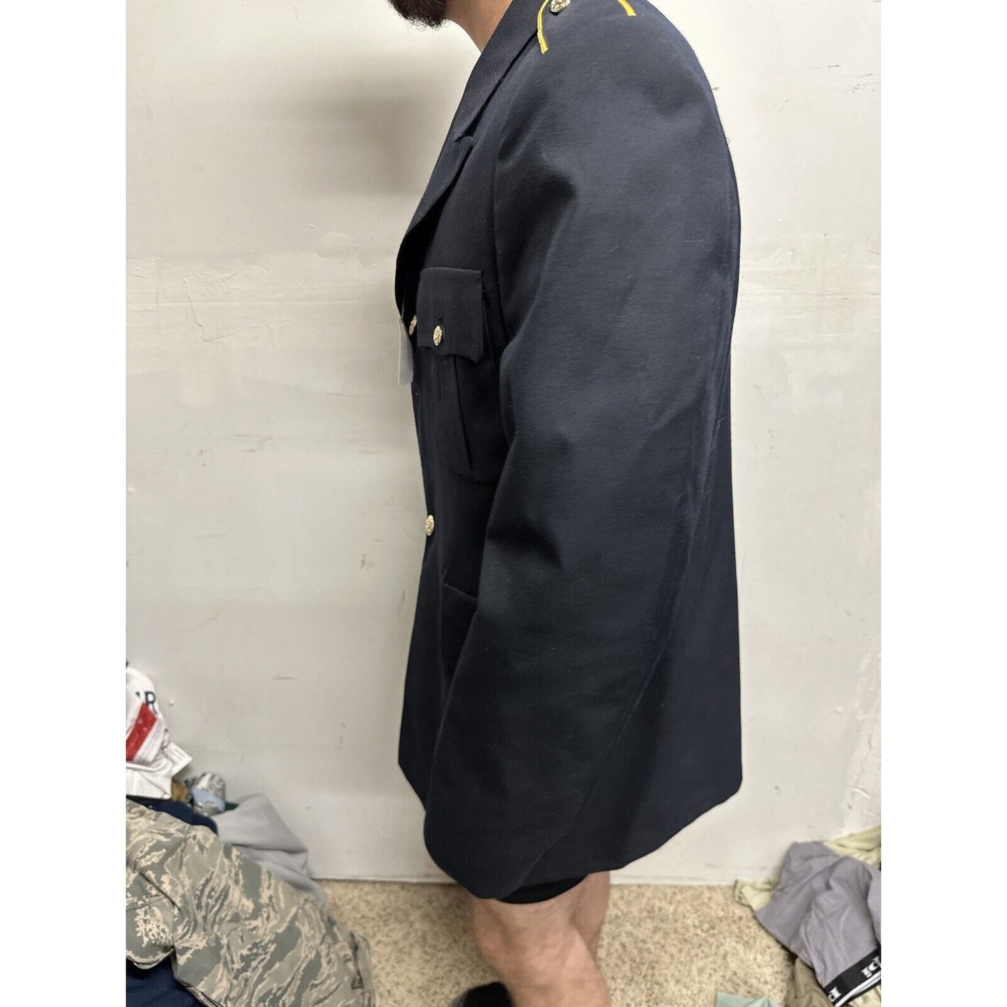 Men’s Army Coat Poly Wool Army Blue 450 42 LC Uniform Service Dress Top Coat