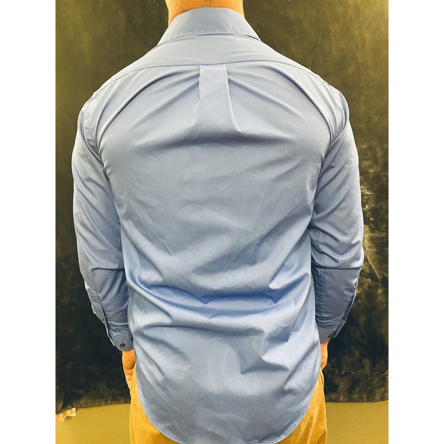 George Solid Blue Button-down Long Sleeves Mens Small