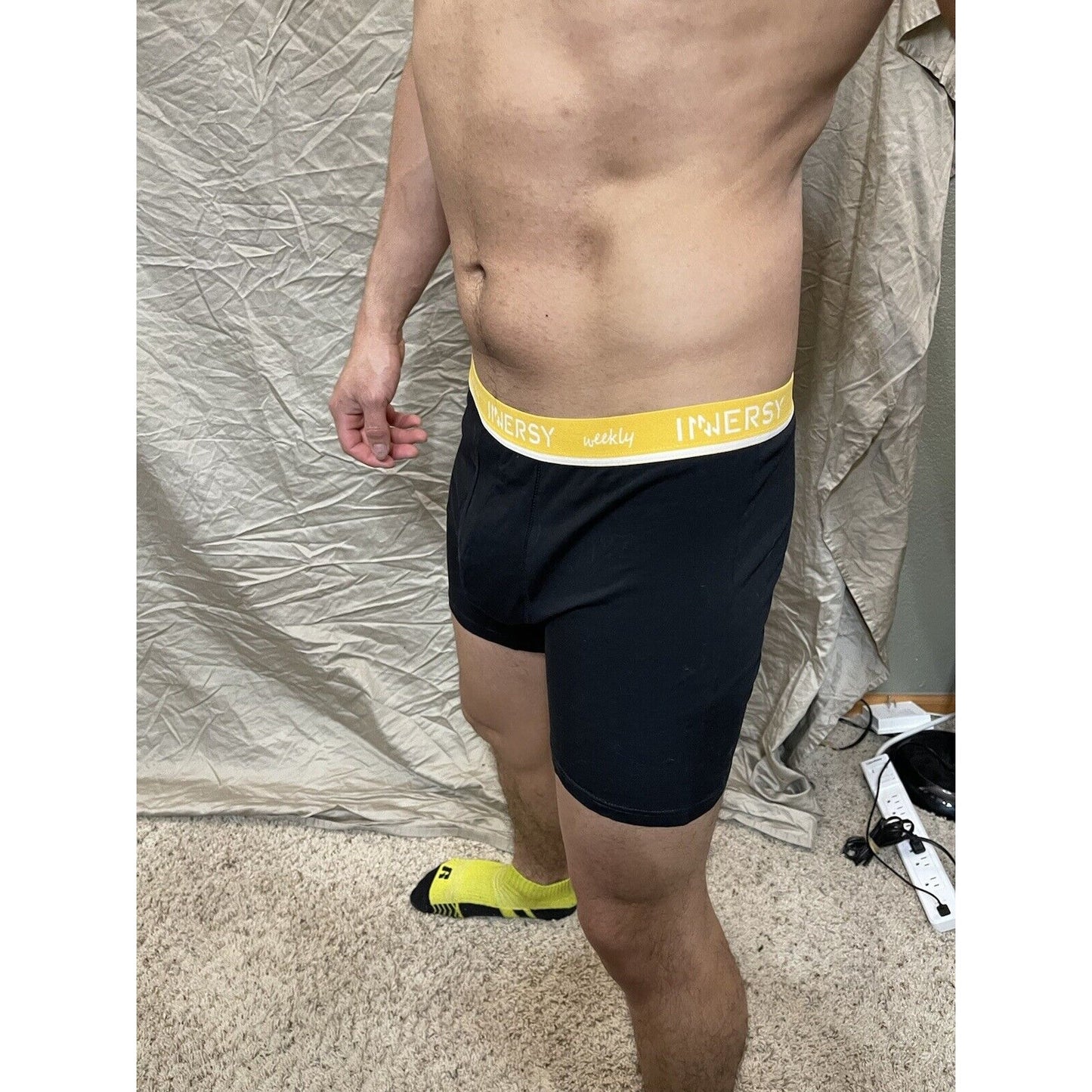 men's black large inersy weekly yellow back boxer briefs