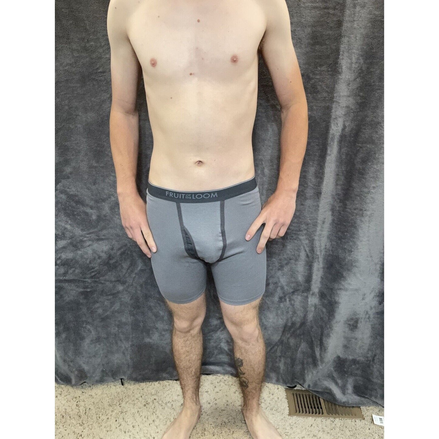 men's small gray fruit of the loom boxer briefs cotton poly