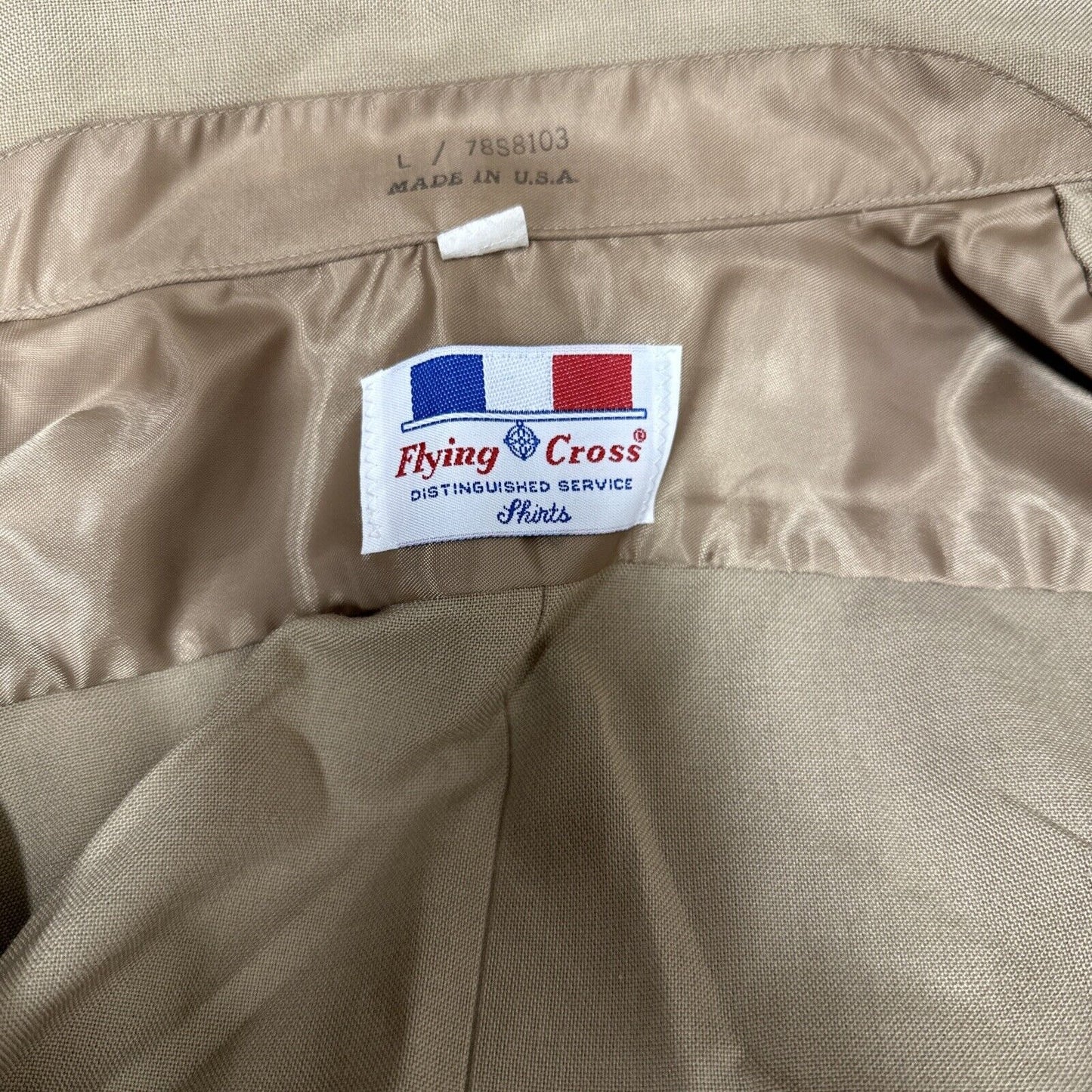 Men’s Military Usmc Flying Cross Large Button Up Uniform Khaki Shirt
