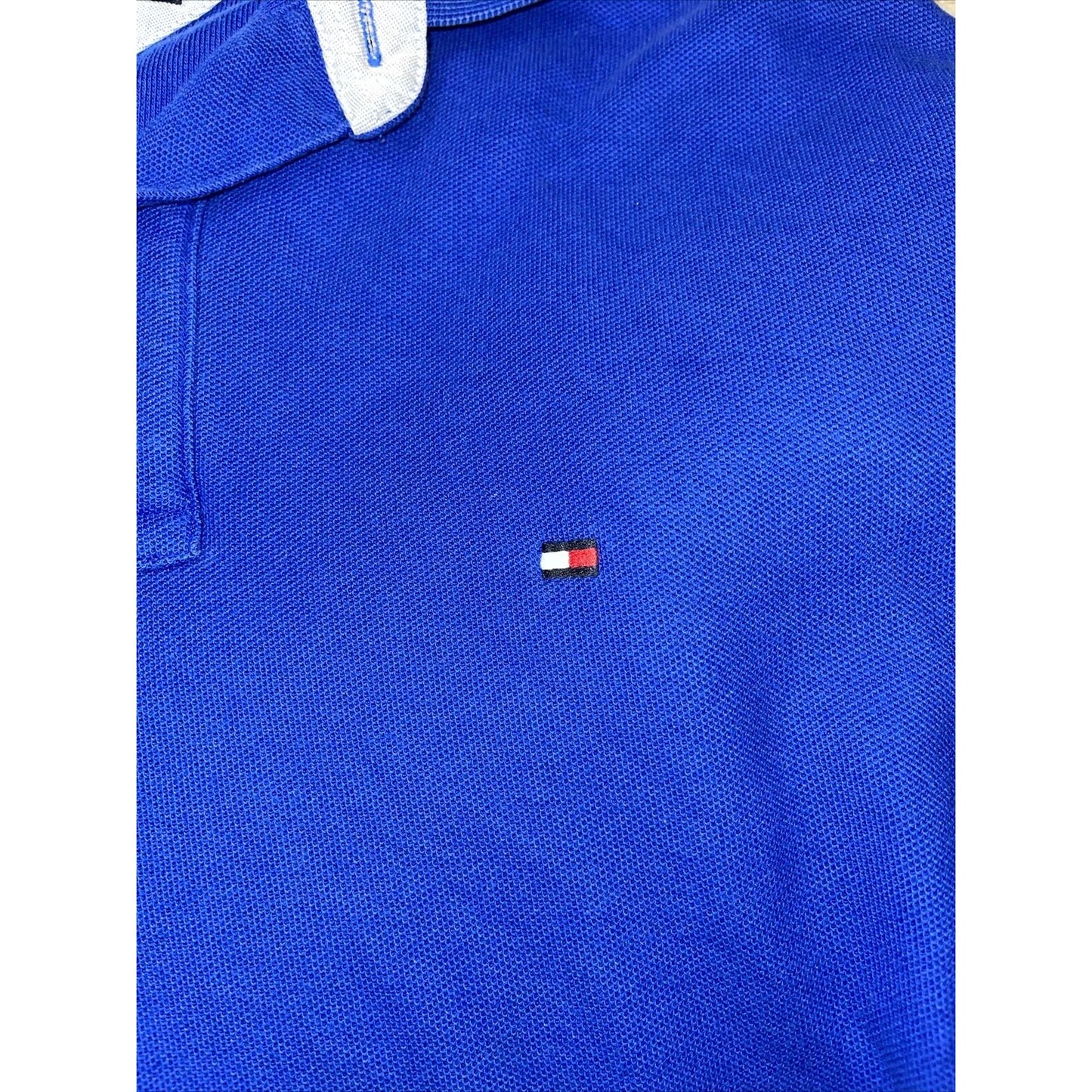 Tommy Hilfiger Polo Royal Blue Classic Flag Logo Small Short Sleeve Fitted Mens