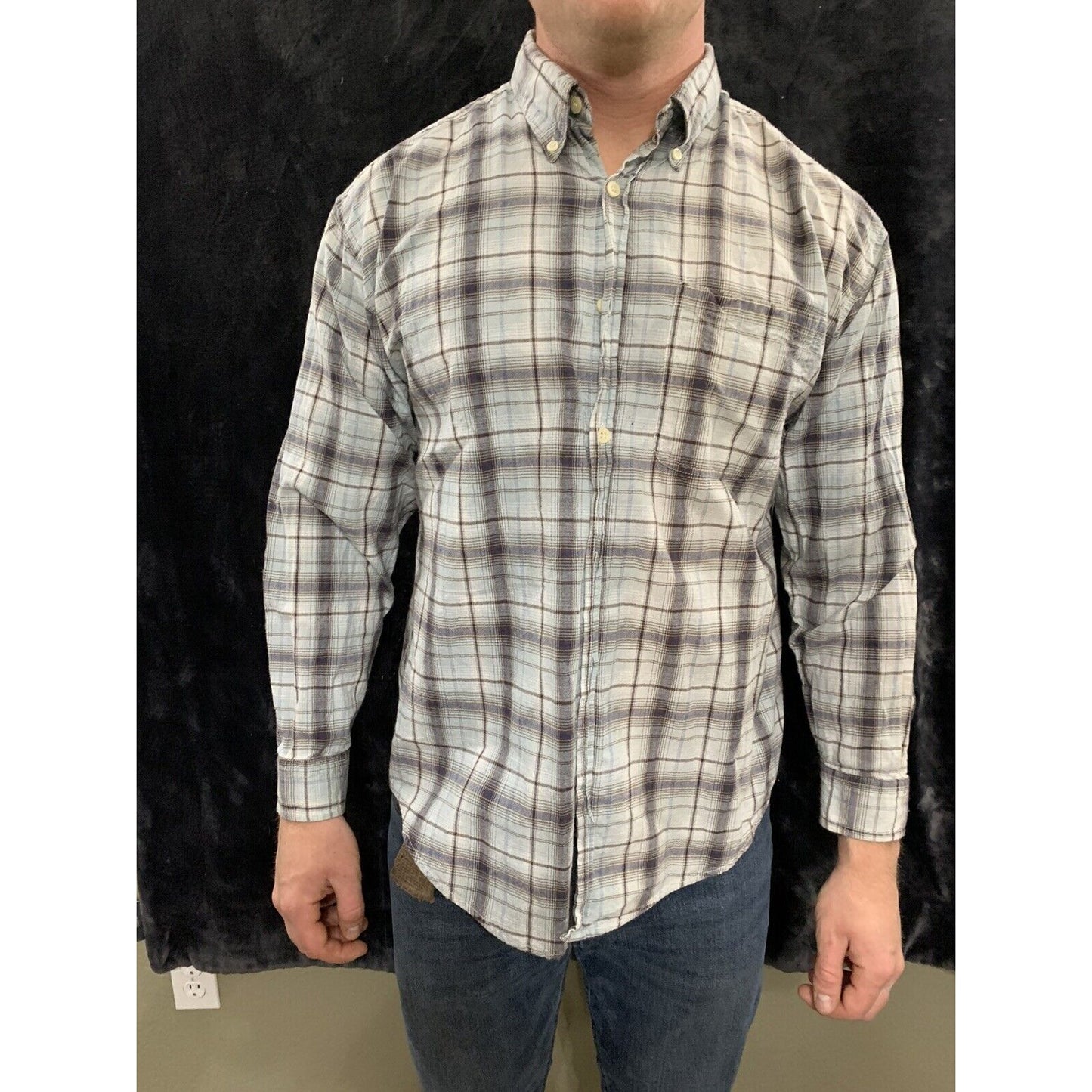 Decoded Plaid Button Up Shirt Men’s Size Button Up Brown/Blue/tan