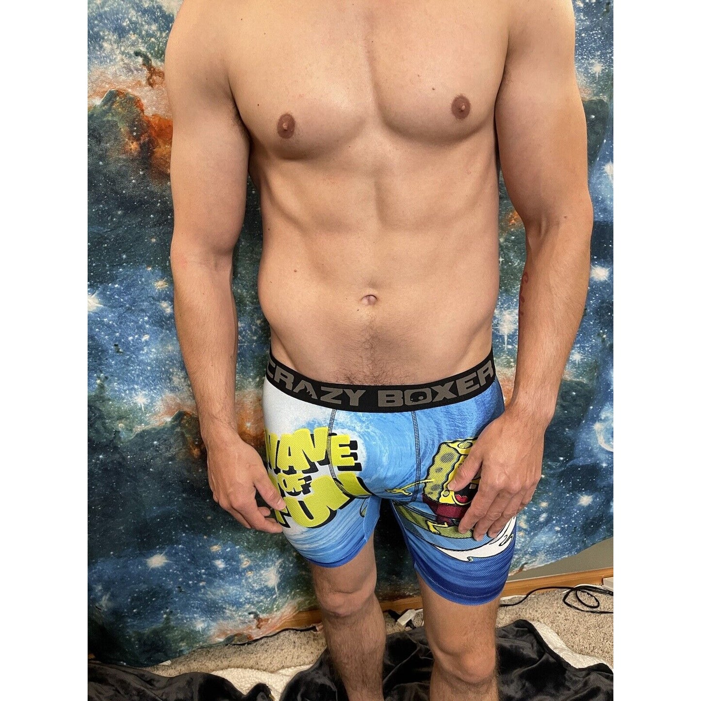 Men’s Crazy Boxer Spongebob Squarepants Size Large A Wave Of Fun