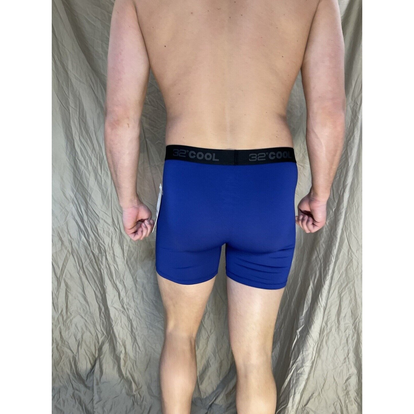 32 Degrees Cool, Mesh Boxer Brief, Performance Wicking Fly Large Blue
