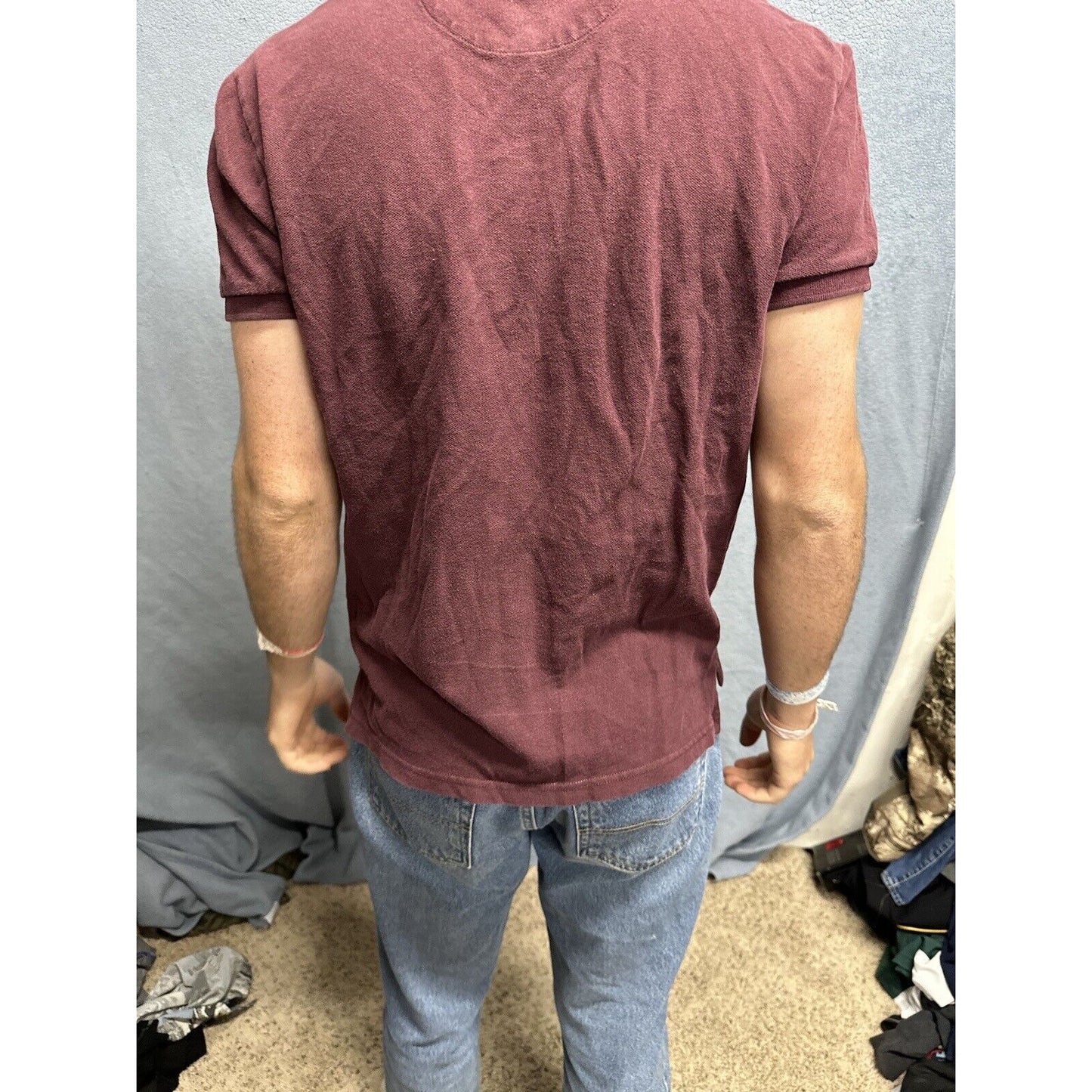 Men’s Plum American Eagle Small Athletic Fit Polo Shirt