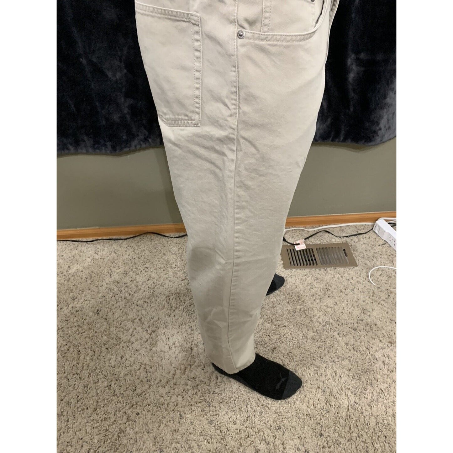 Men's CALVIN KLEIN Straight Jeans tan khaki SIZE 34 x 30 inseam Denim