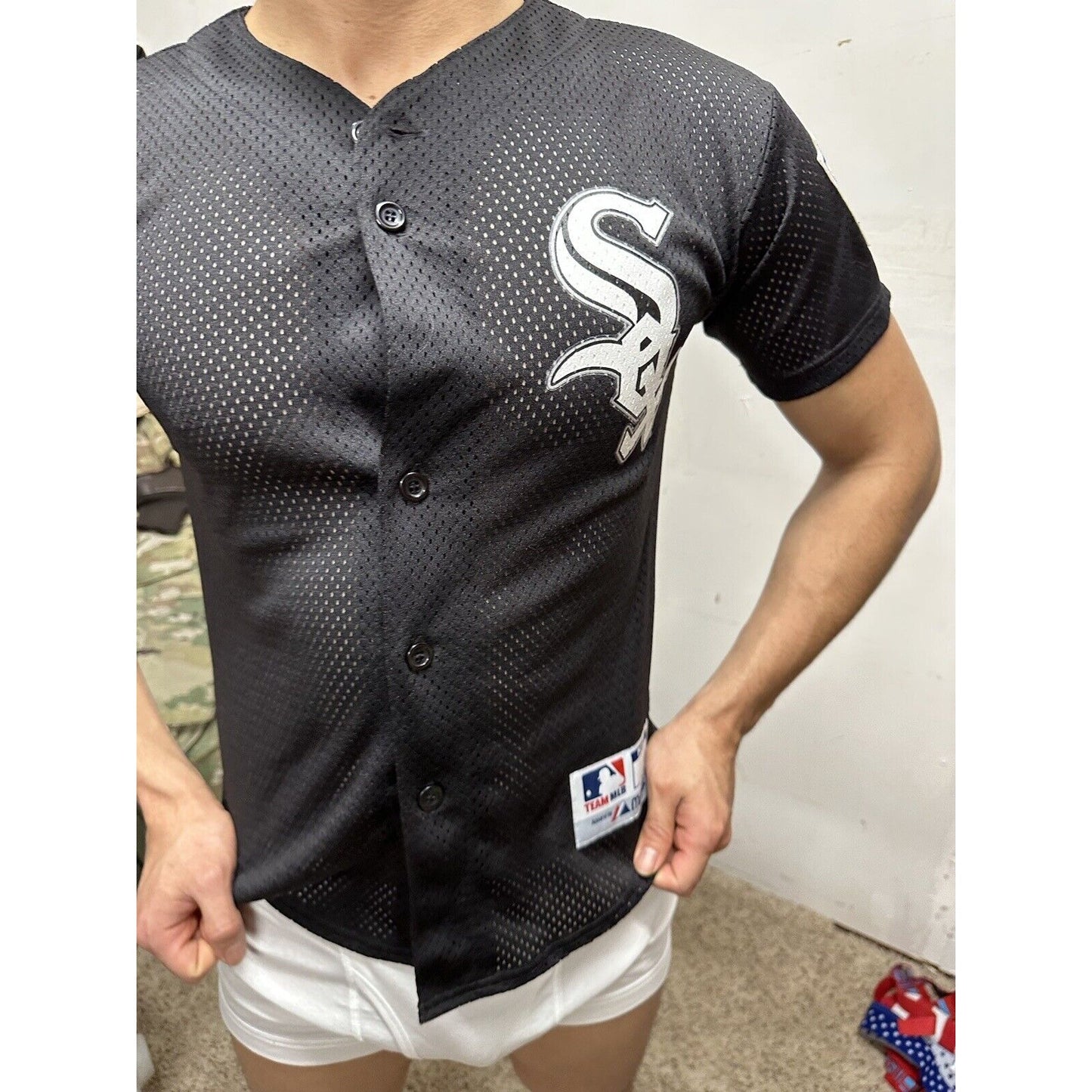 Teen Boy’s MLB Majestic Sox Jersey 1 Poly Medium Black
