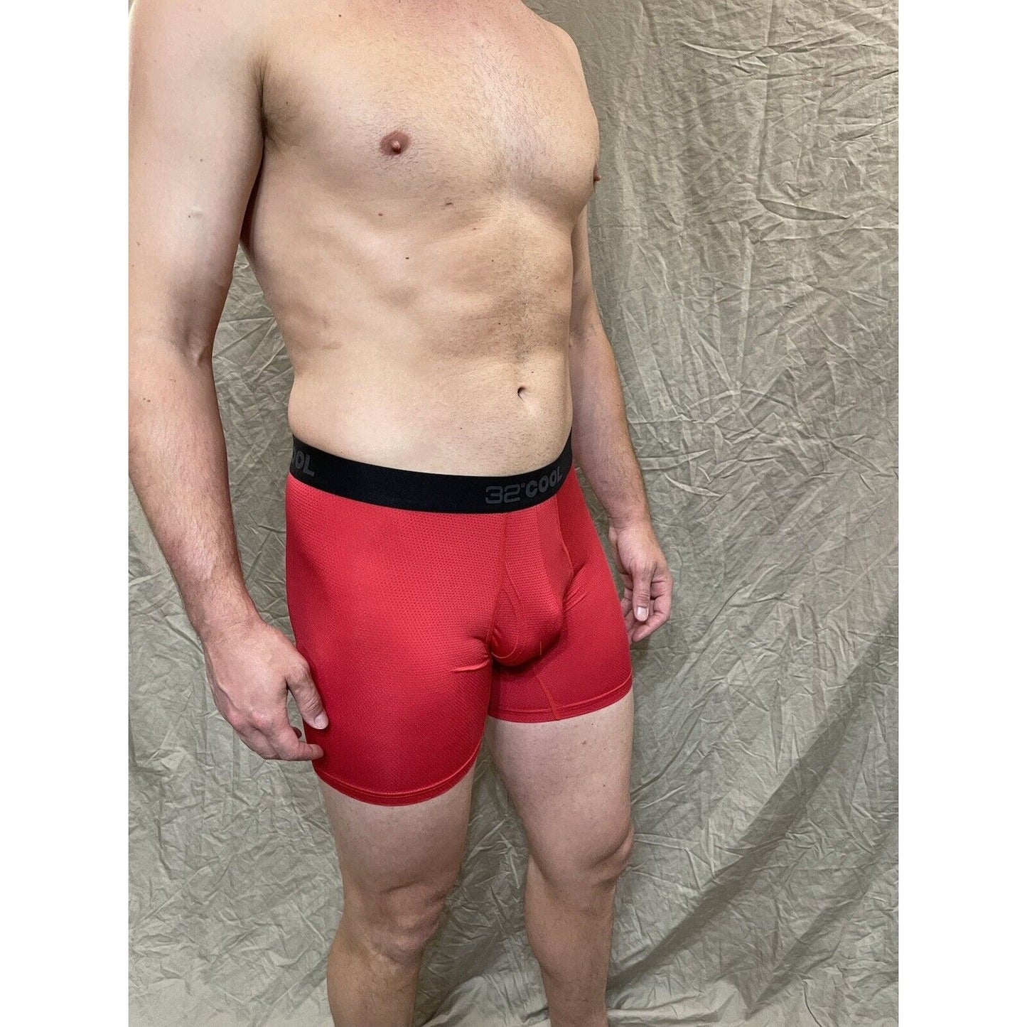 men's 32 degrees cool fire engine red compression boxer briefs Large