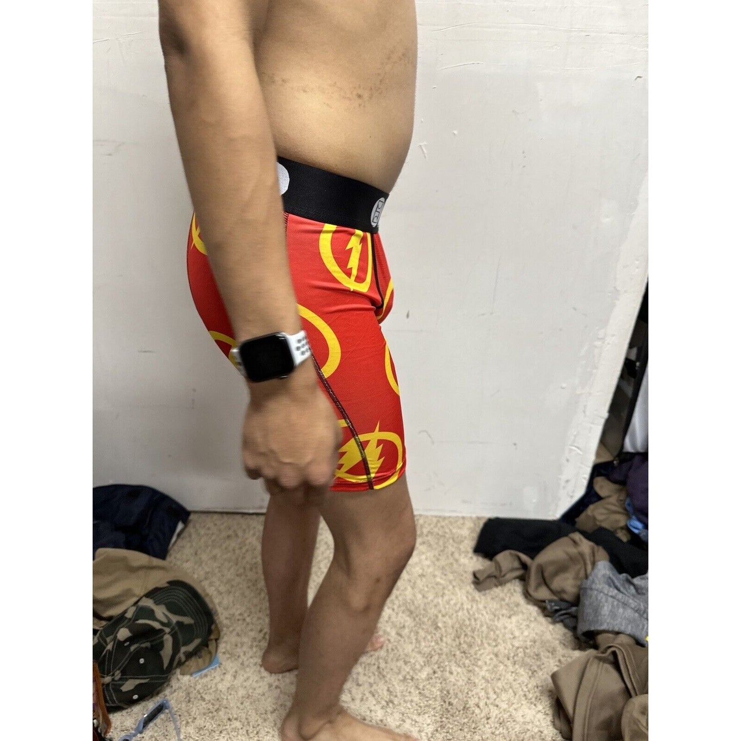 Men’s PSD Small Boxer Briefs Red Orange Flash Design