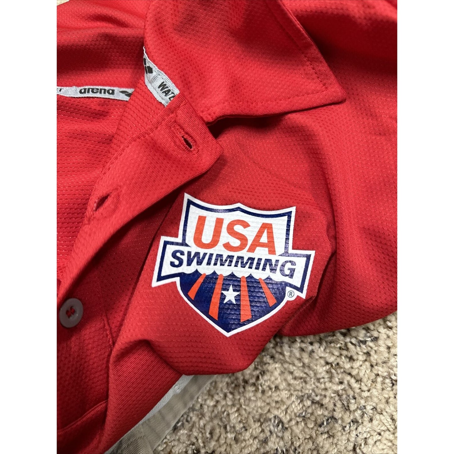 men’s red polo shirt arena usa swimming Size Large