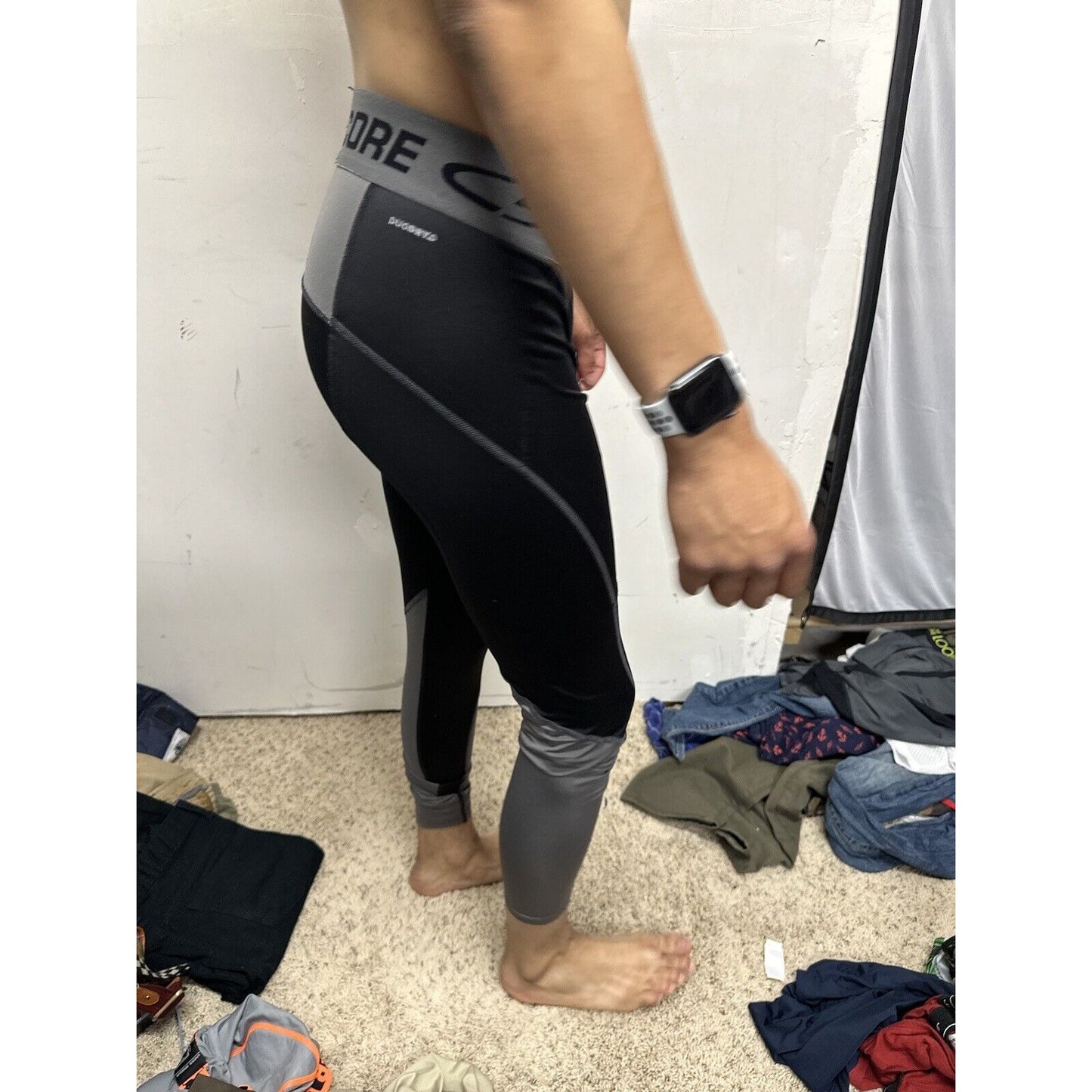 Men’s Champion Duo Dry Medium Black Gray Base Layer Leggings