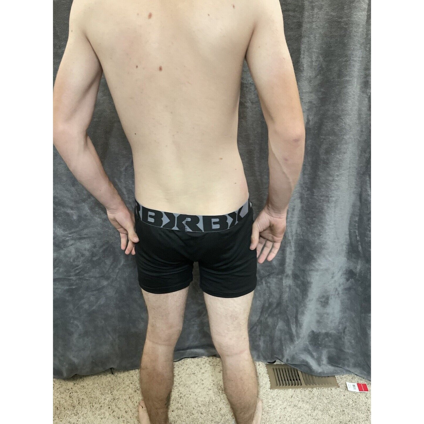 men's Black with gray Band RBX large compression boxer briefs 10% spandex