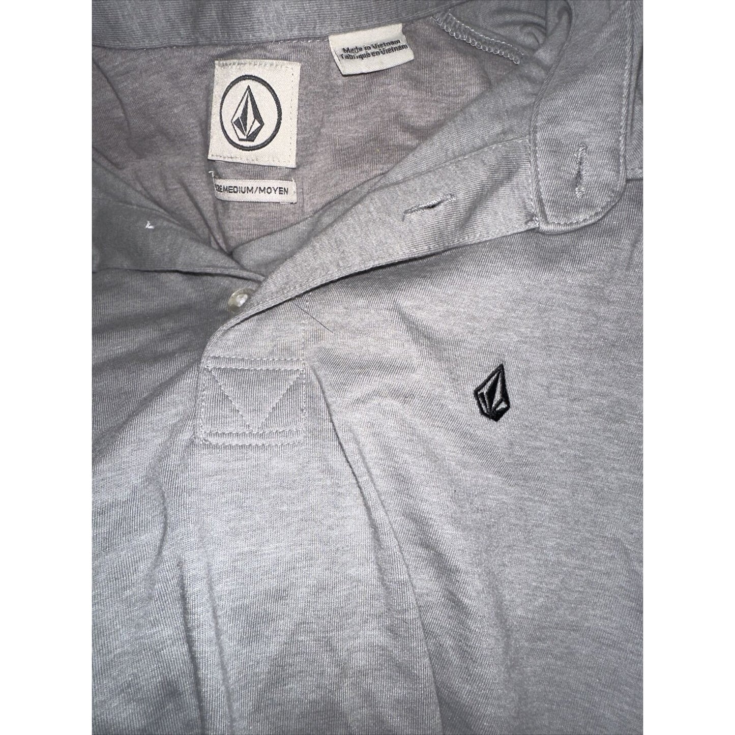 Men’s Silver Gray Volcom Medium Polo Shirt Short Sleeves