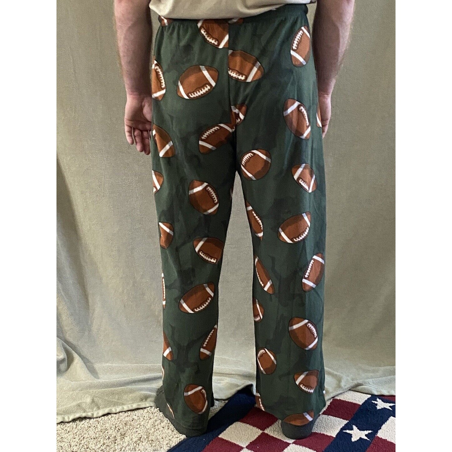 Croft & Barrow Men’s Large Green Football Polyester Fleece Pajama Lounge Pants