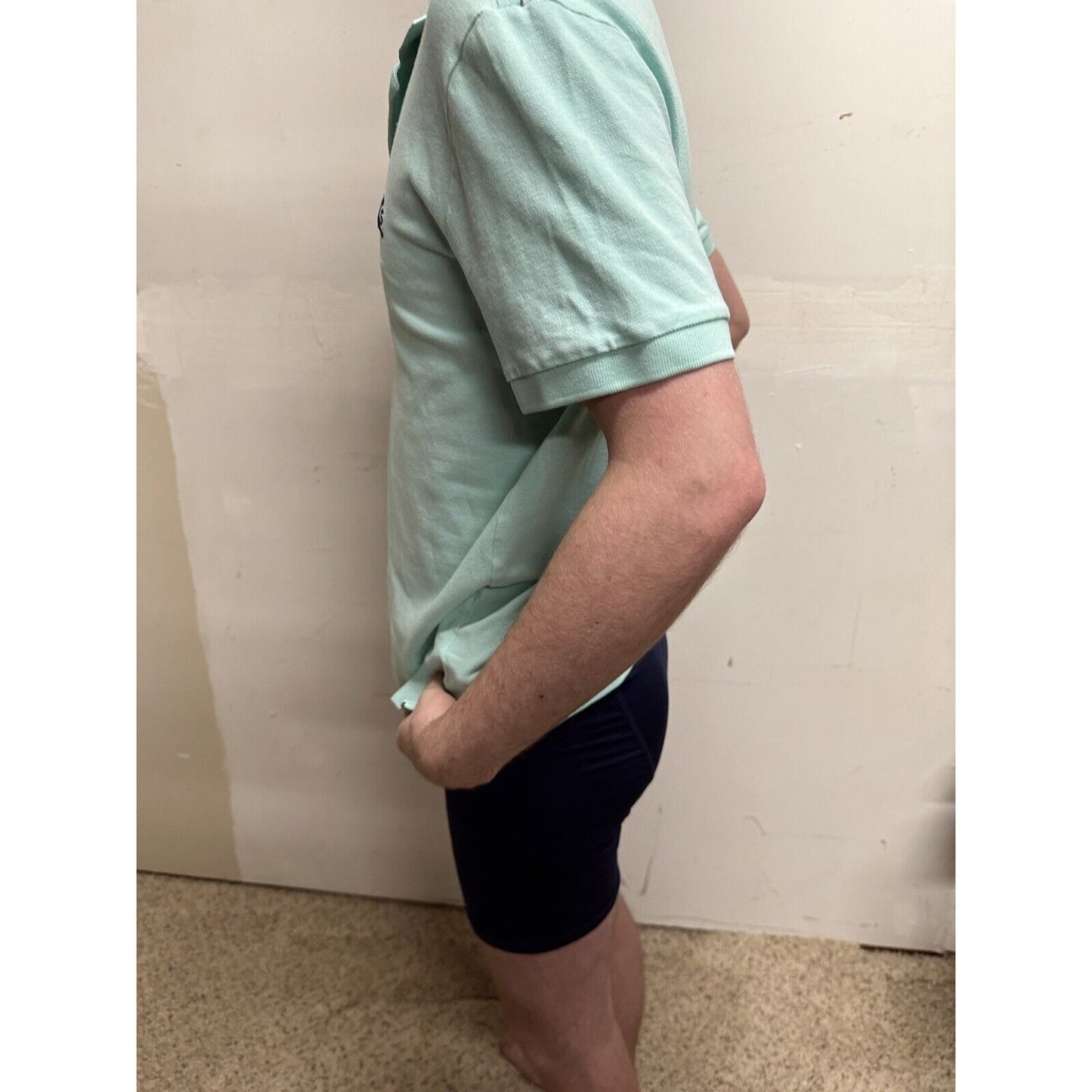 men’s mint green express pique polo medium polo shirt small hole see pics